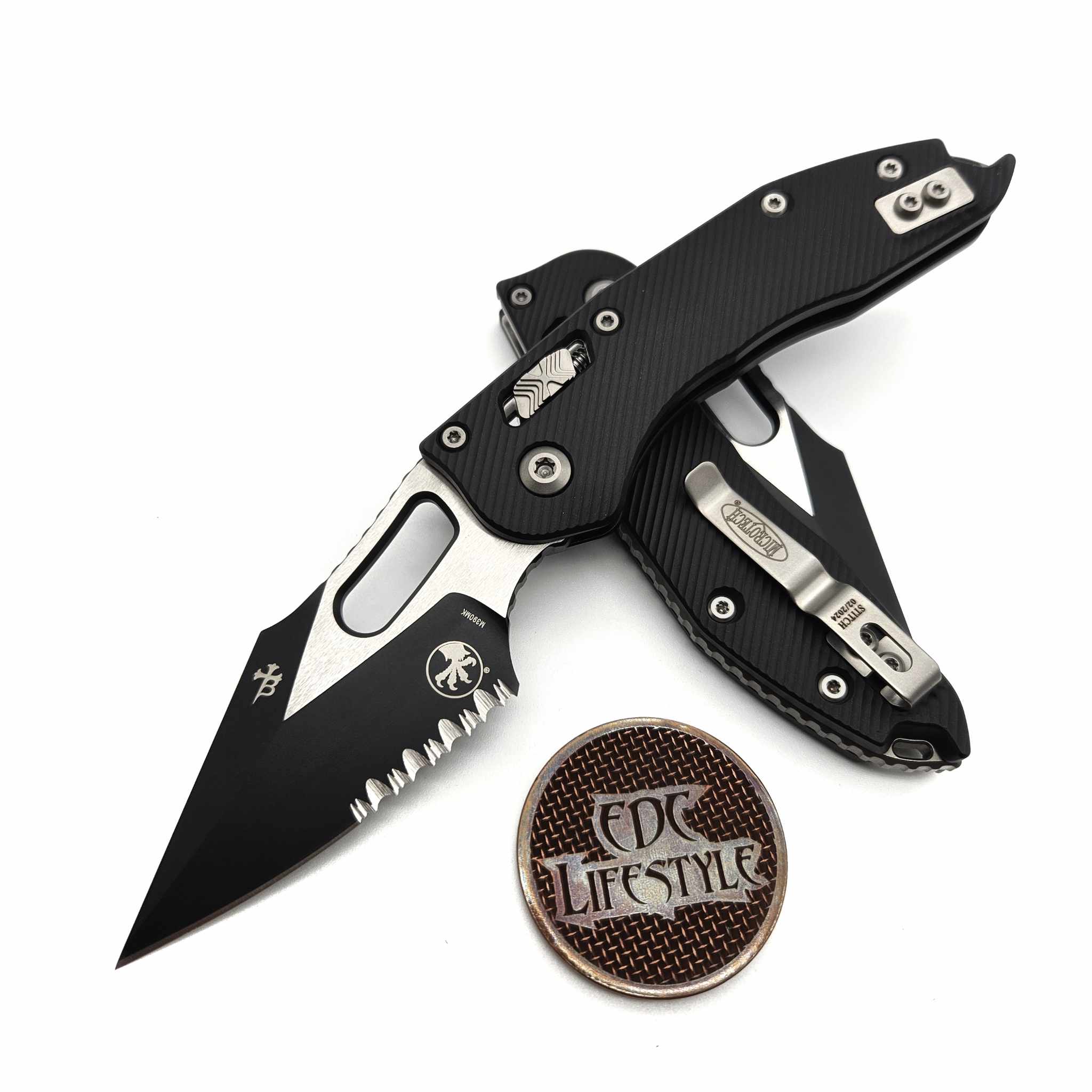 Microtech Stitch Ram-Lok 169RL-2FL Fluted Black Aluminum Partial