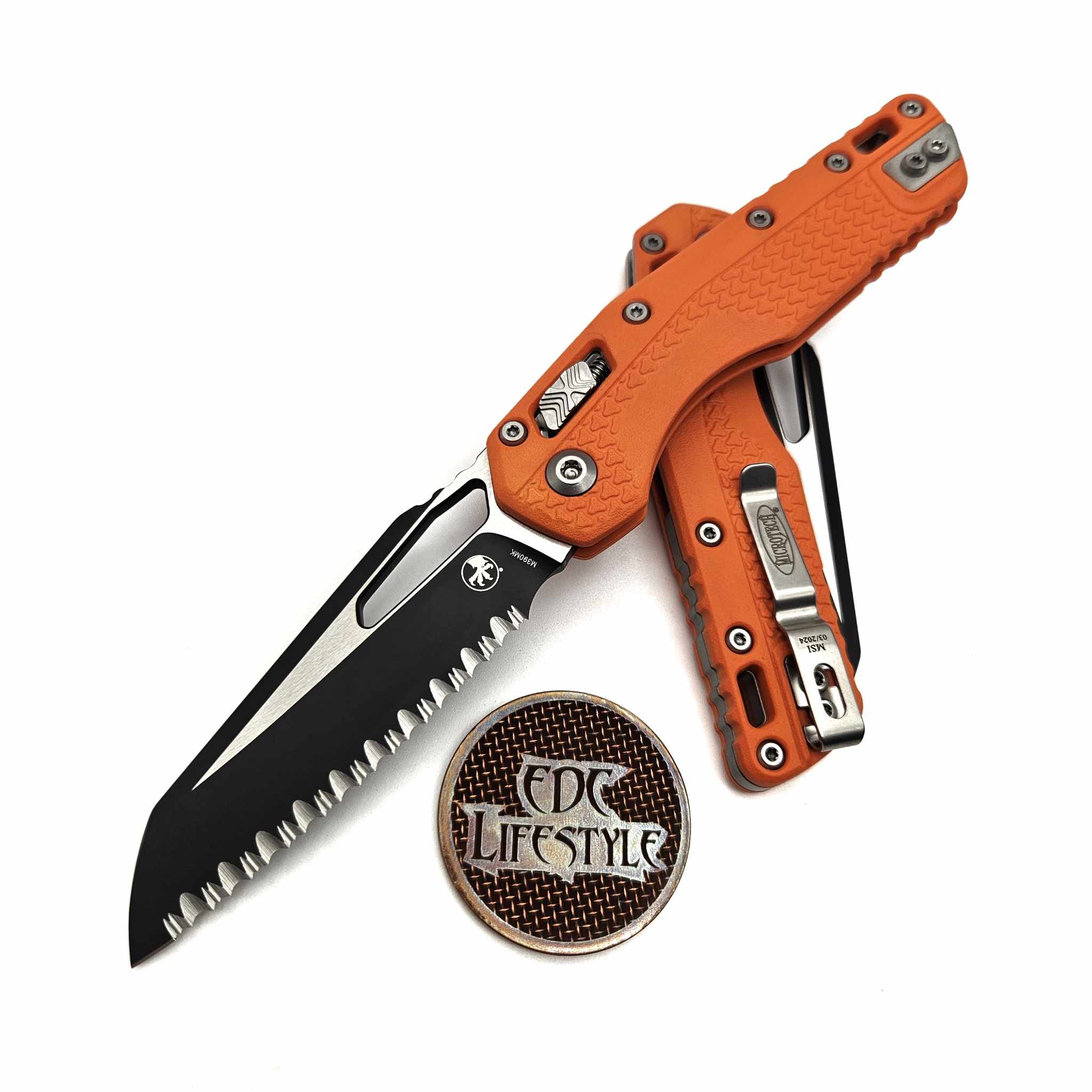 Microtech MSI Ram-Lok Orange Tri-Grip Polymer 3.85