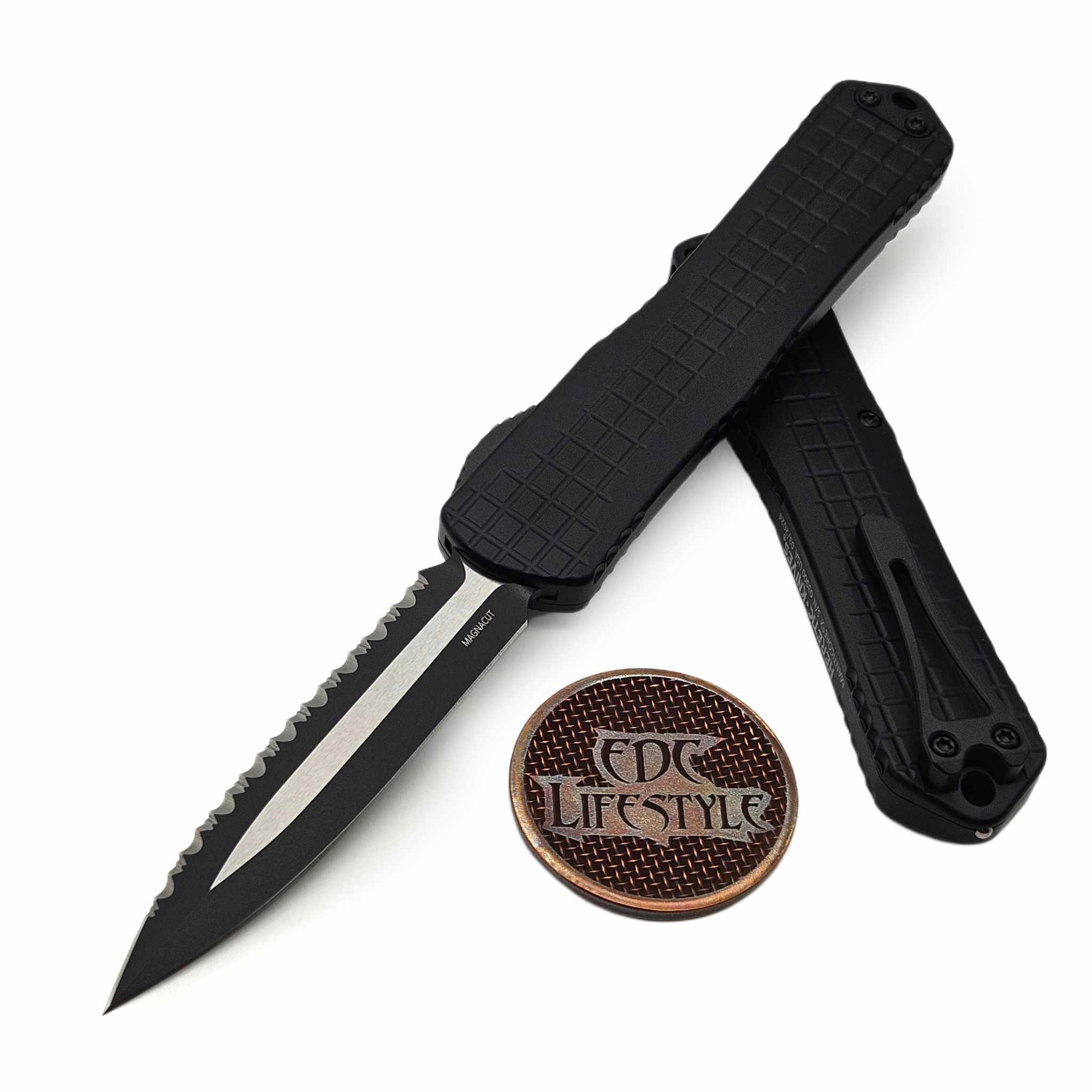 Heretic Manticore X H032F-10C-T Double Edge Full Serrated Frag Two