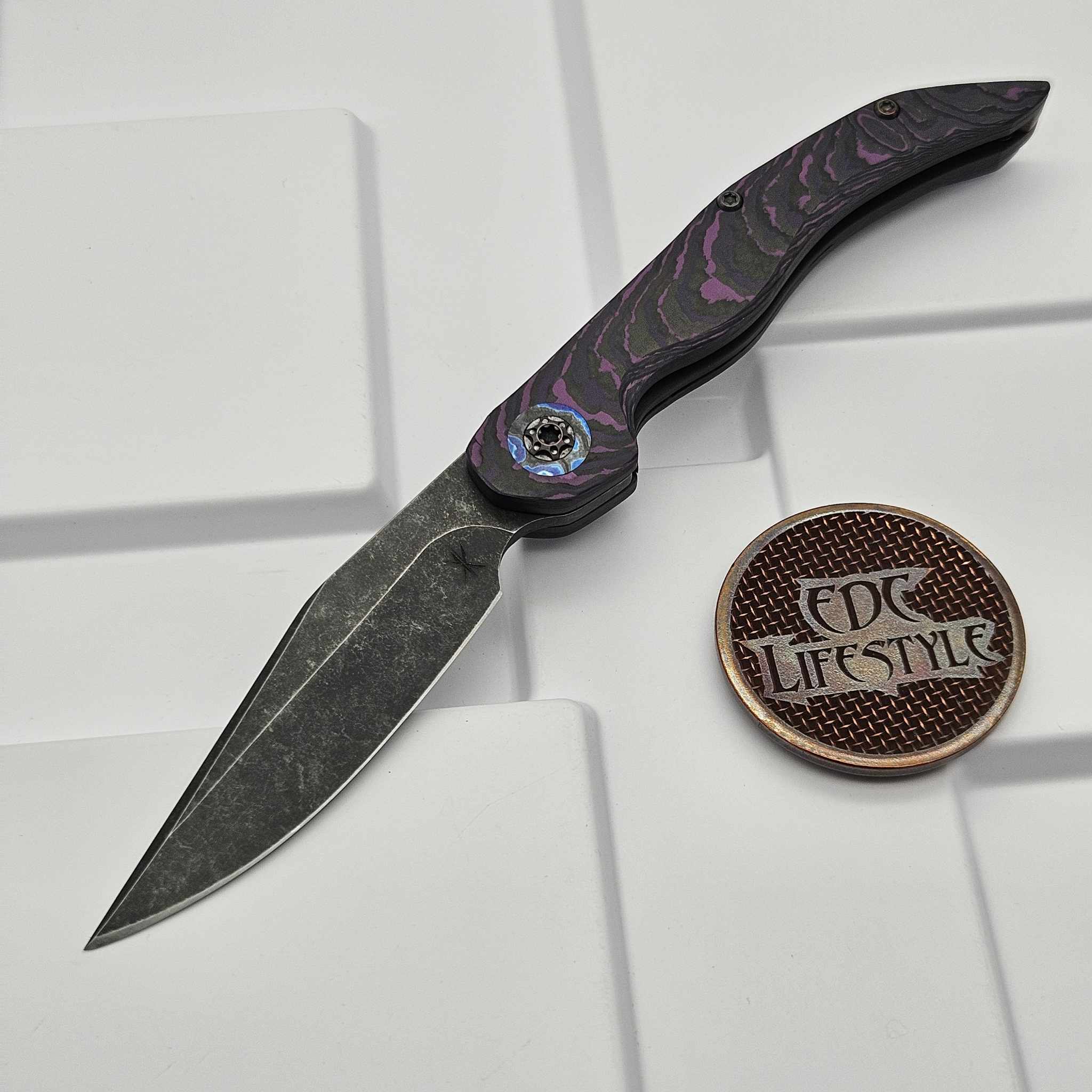 Keanison Knives Liner Lock Whippet #01 Purple Fat Carbon Black