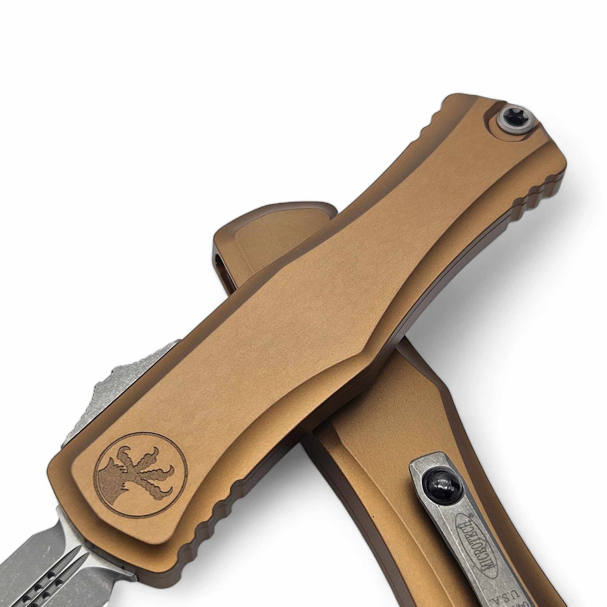 Microtech 1702-10APTA Tan Hera II Double Edge Apocalyptic