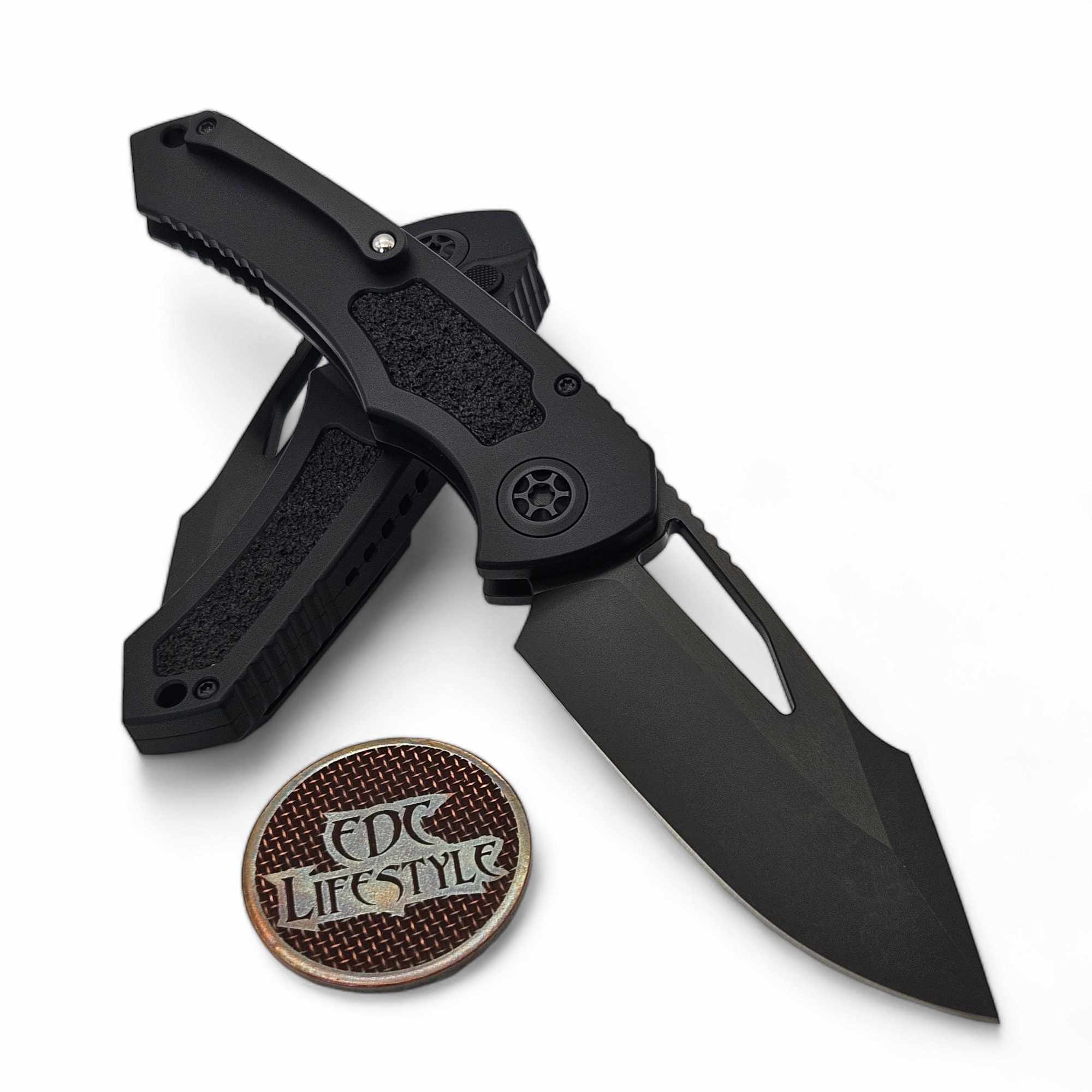 Heretic Knives H046-6A-T Manual Button Lock Pariah Drop Point DLC