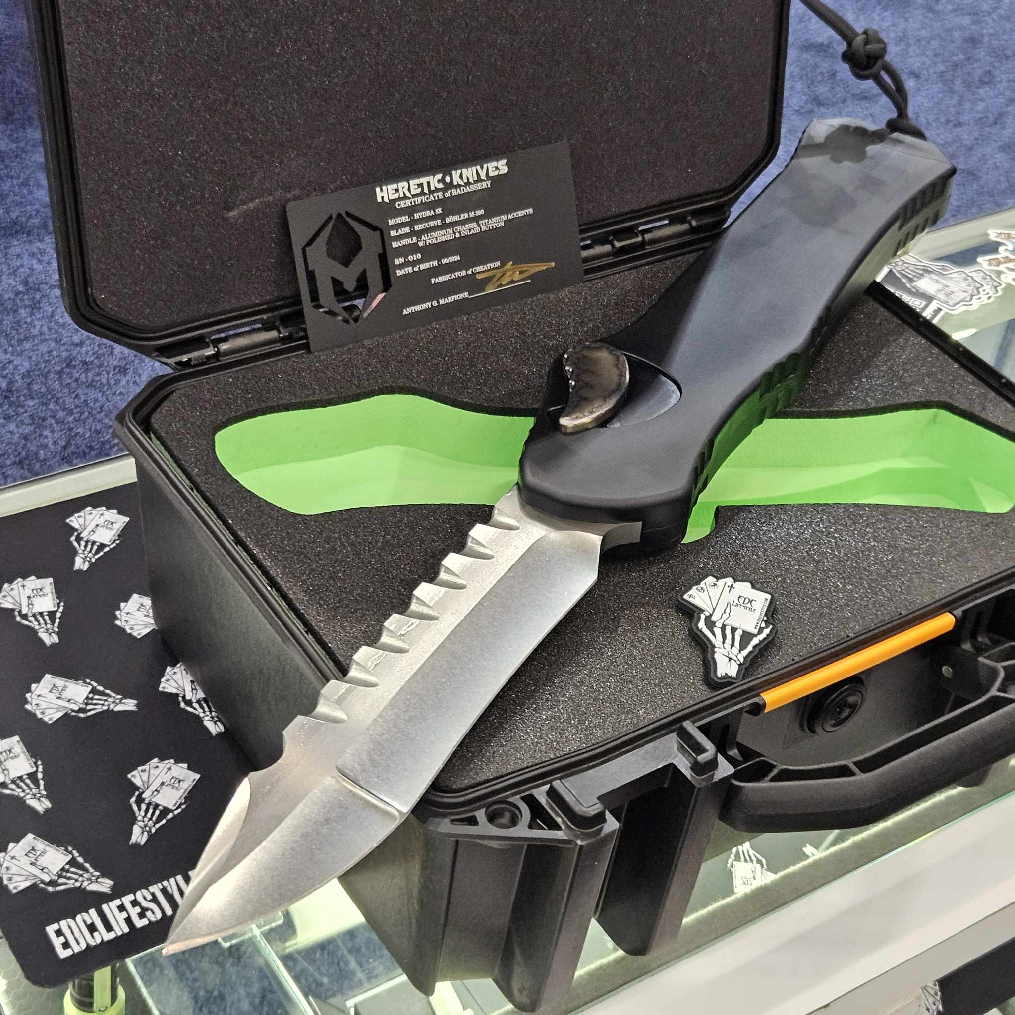 Heretic Custom Knives Giant Hydra 3X Hand Ground Custom Black