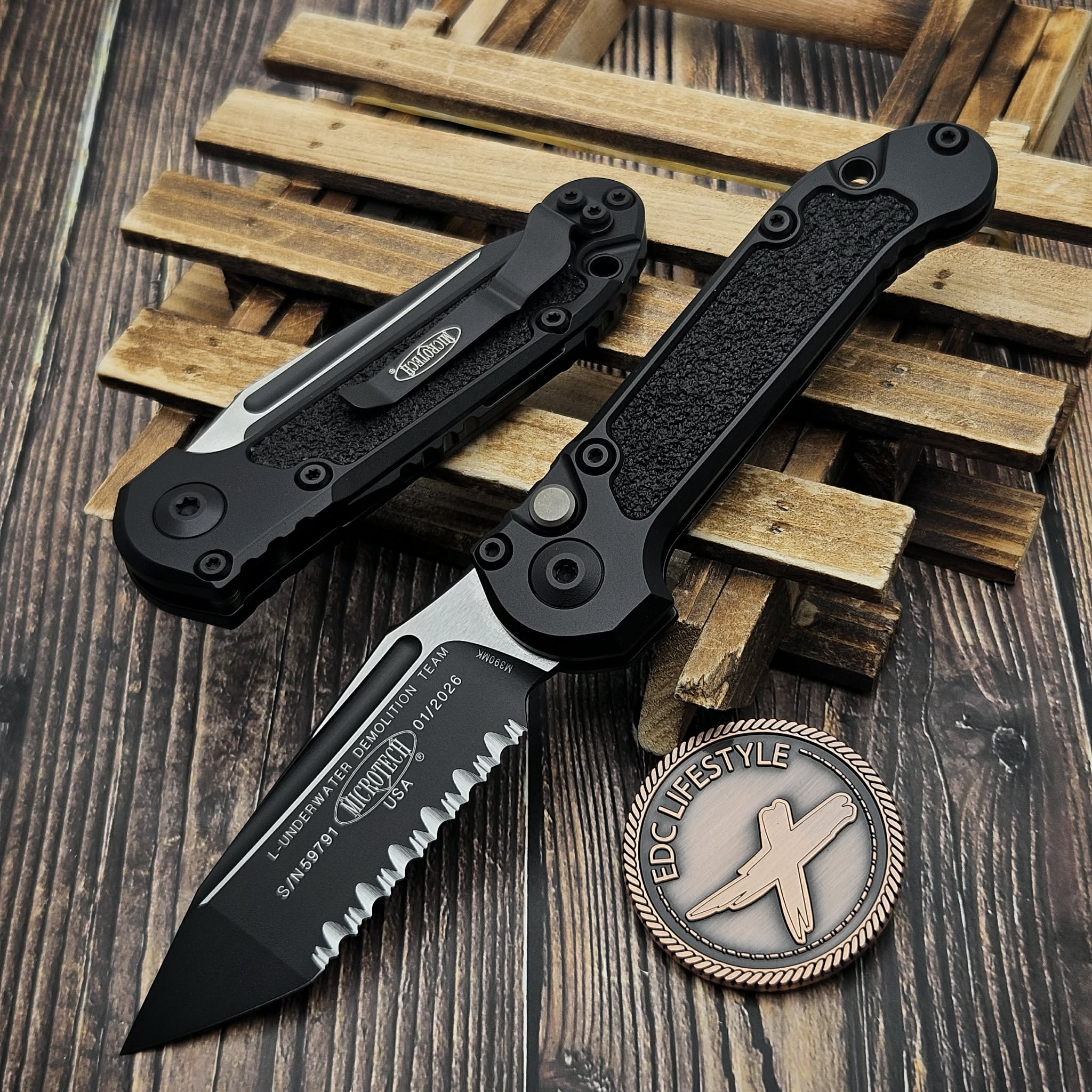 新品未使用 militical type3 black ブラック brunt Microtech LUDT T/E Full Serrated Gen III 1136-3T Black Tactical