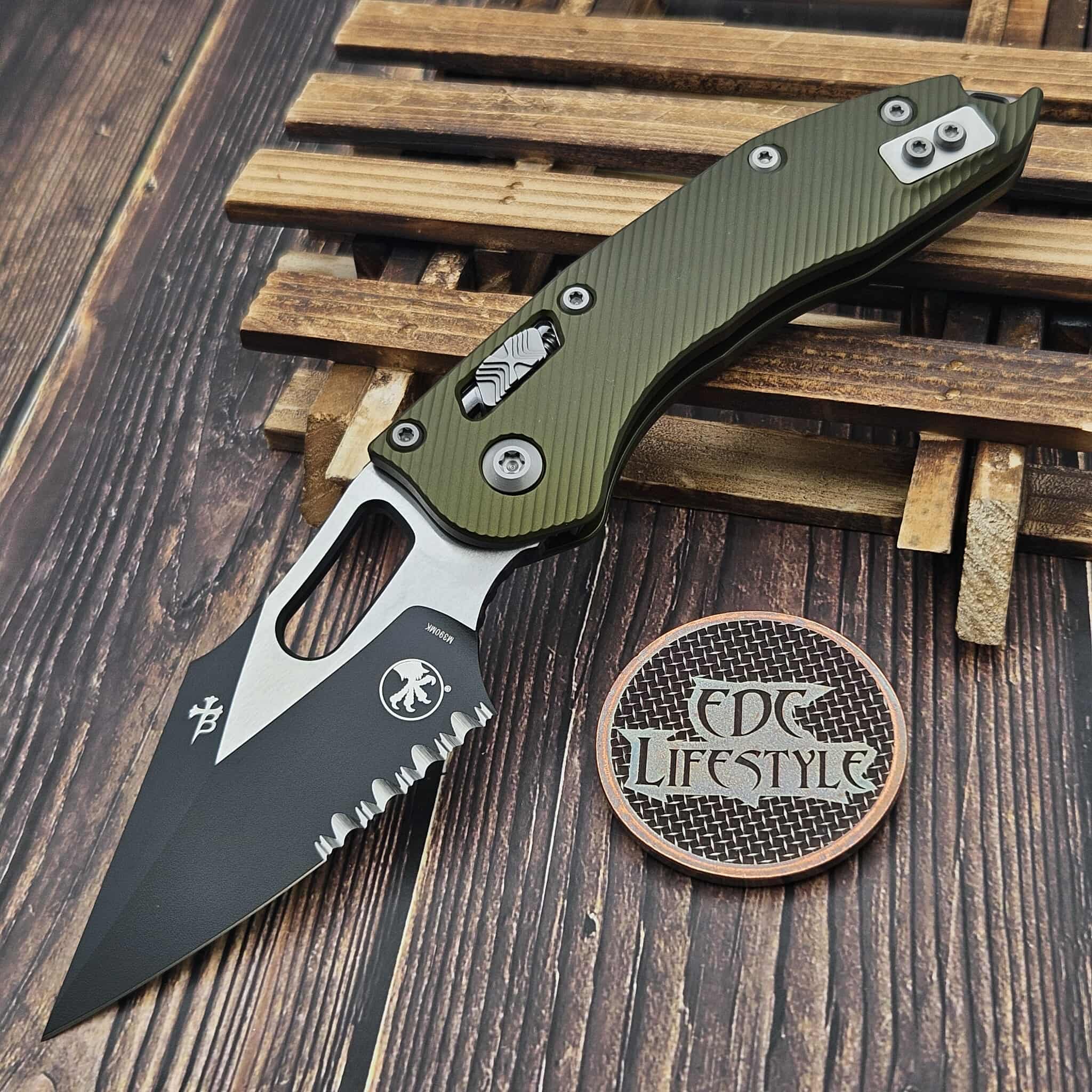 Microtech Stitch Ram-Lok 169RL-2FLOD Fluted OD Green Aluminum