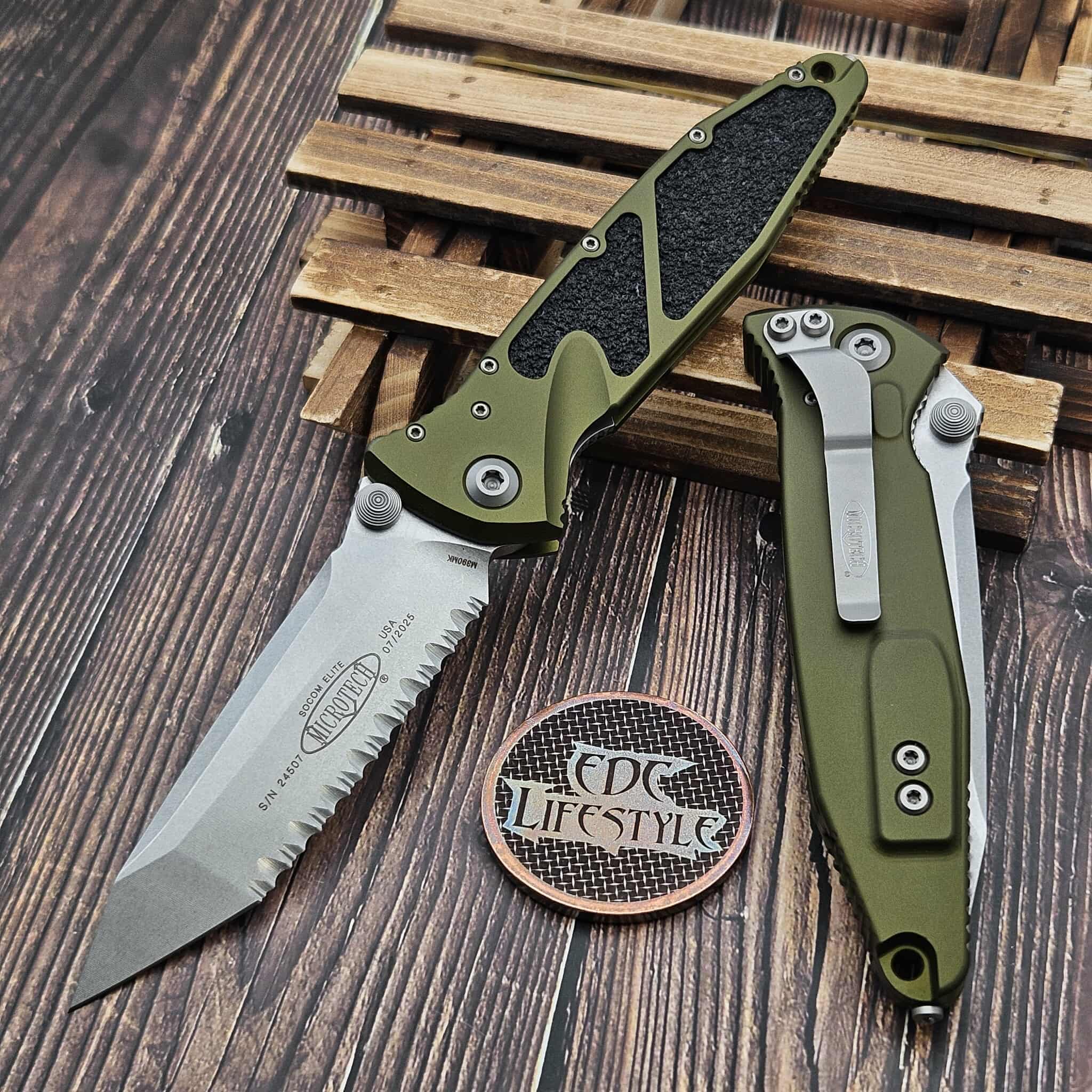 Microtech Socom Elite 161-12OD OD Green Tanto Edge Full Serrated