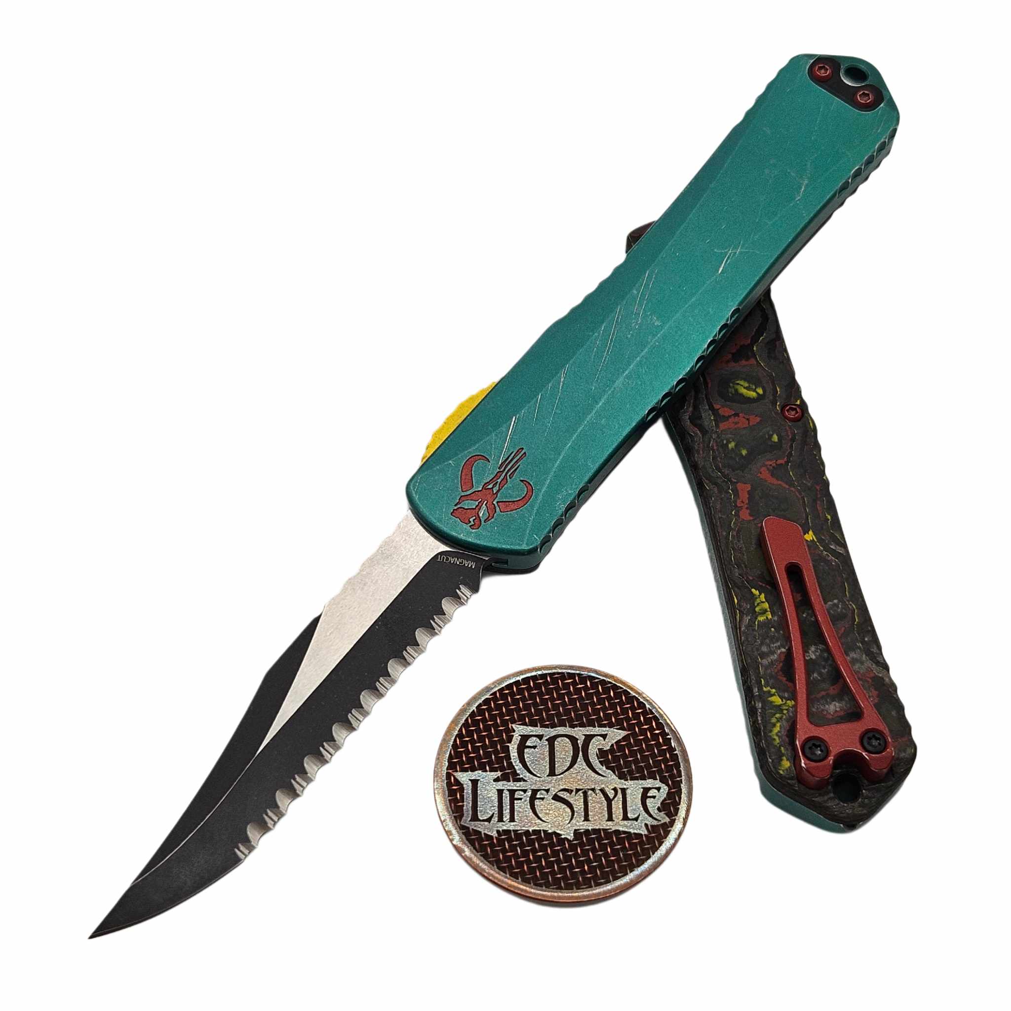 Heretic Manticore X Bounty Hunter Bowie Battle Black Deep Engraved