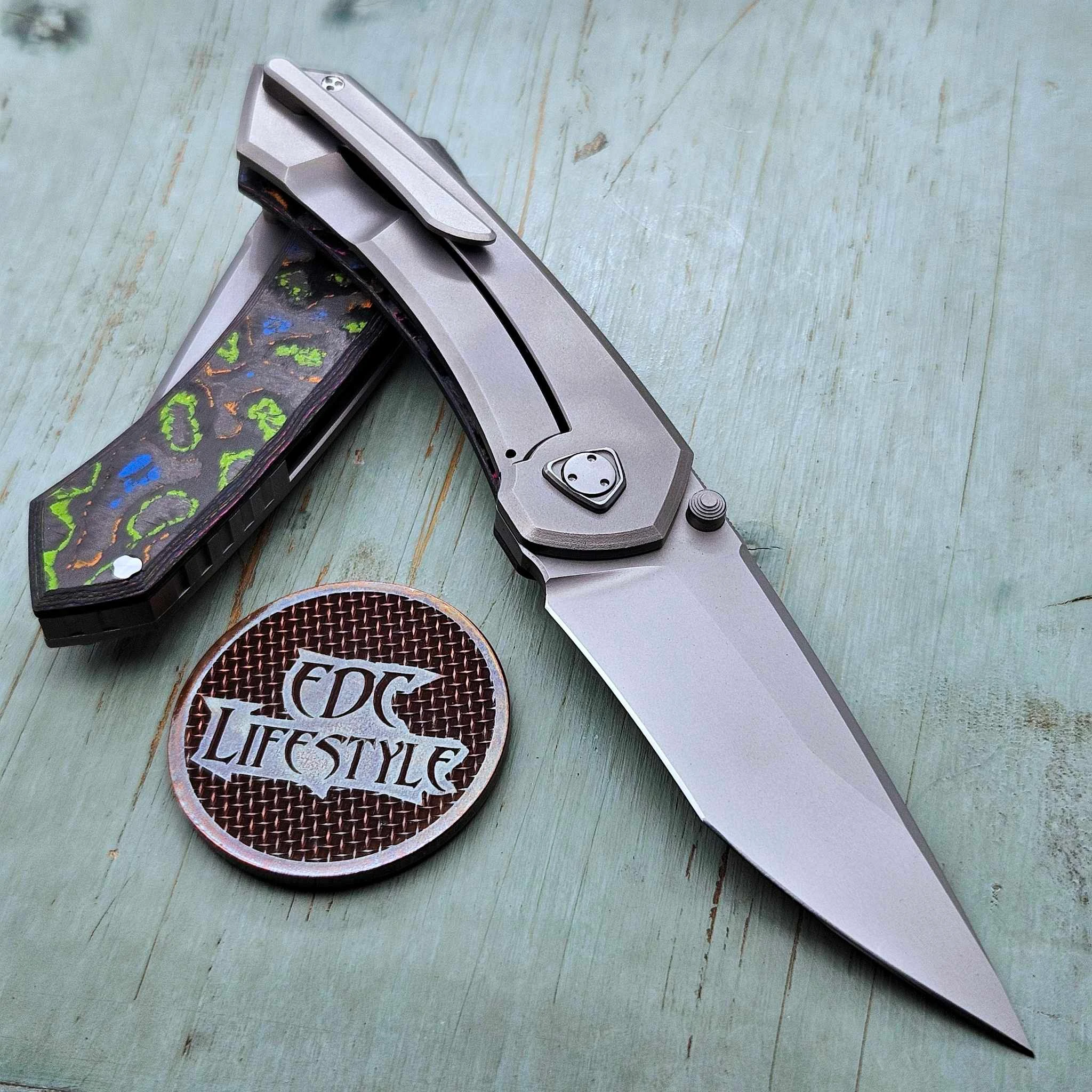 Sharknivco 80s Camo Carbon Shiru Zirc Blast Titanium Handle