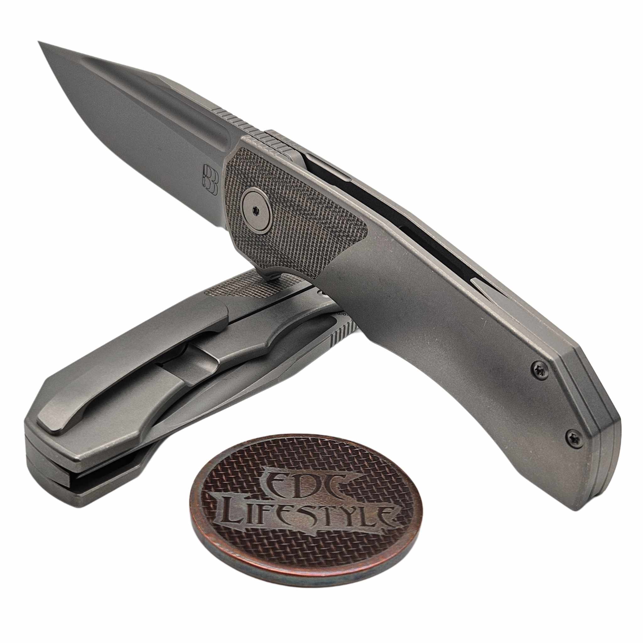 Berg Blades Tick Titanium Stonewash Frame Lock Folder Green