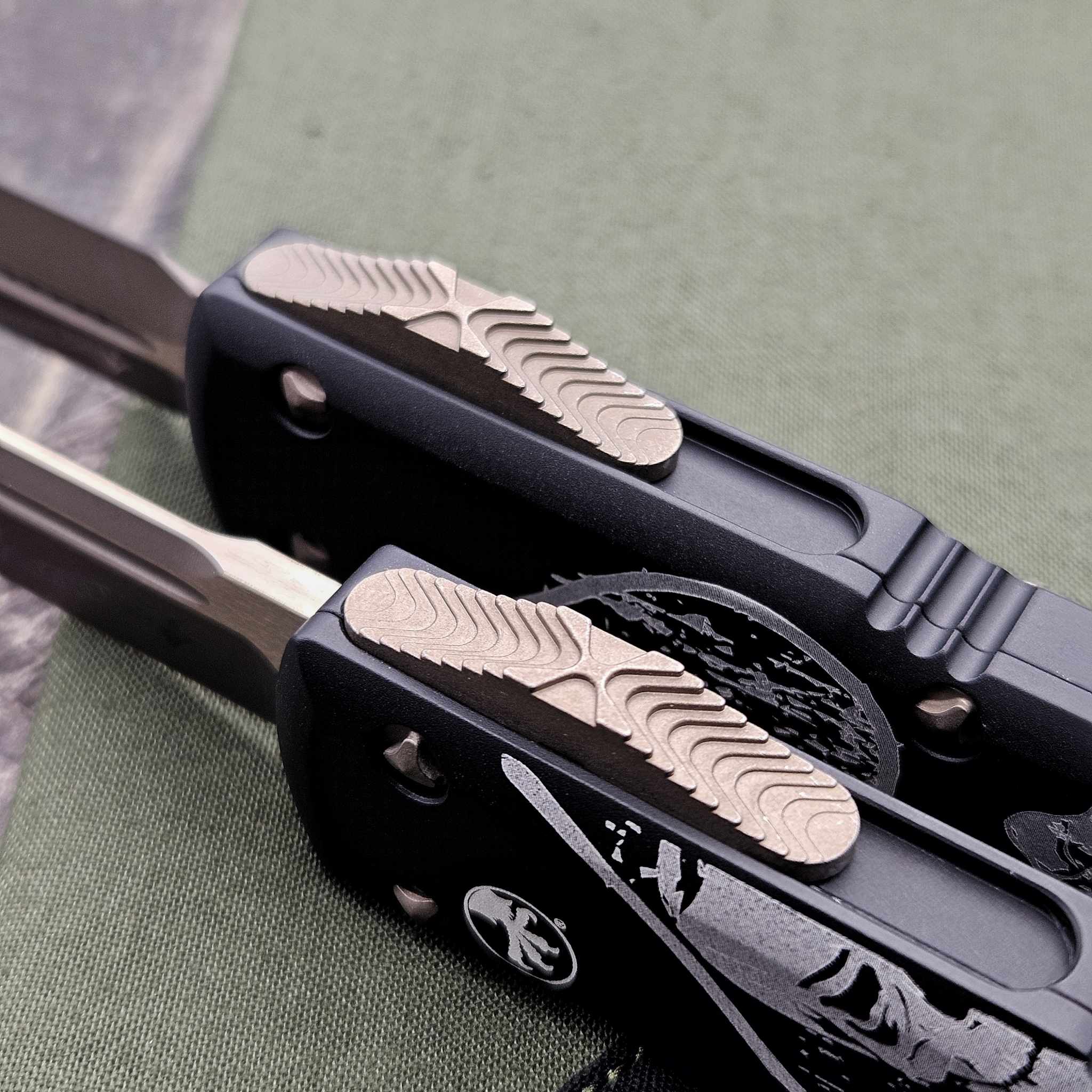 Microtech Ultratech Death Card S/E & D/E Bronzed Apocalyptic Set