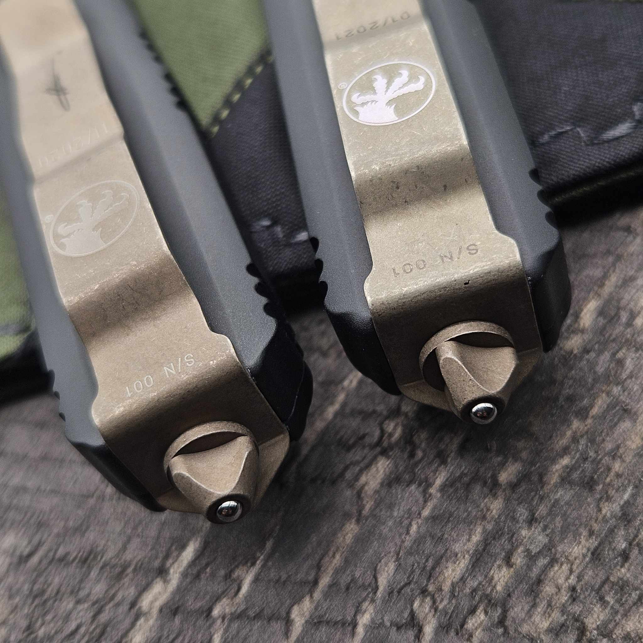 Microtech Ultratech Death Card S/E & D/E Bronzed Apocalyptic Set
