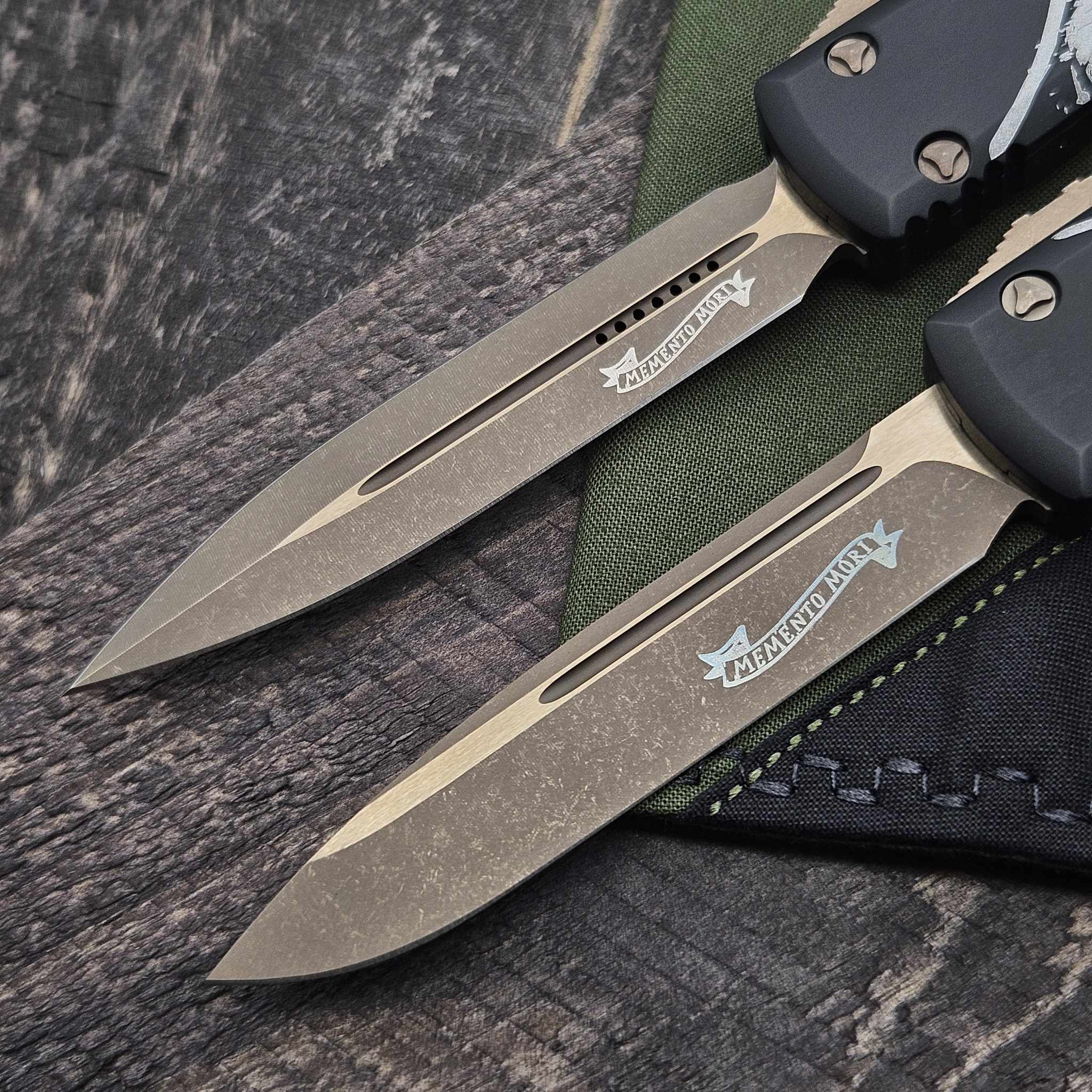 Microtech Ultratech Death Card S/E & D/E Bronzed Apocalyptic Set