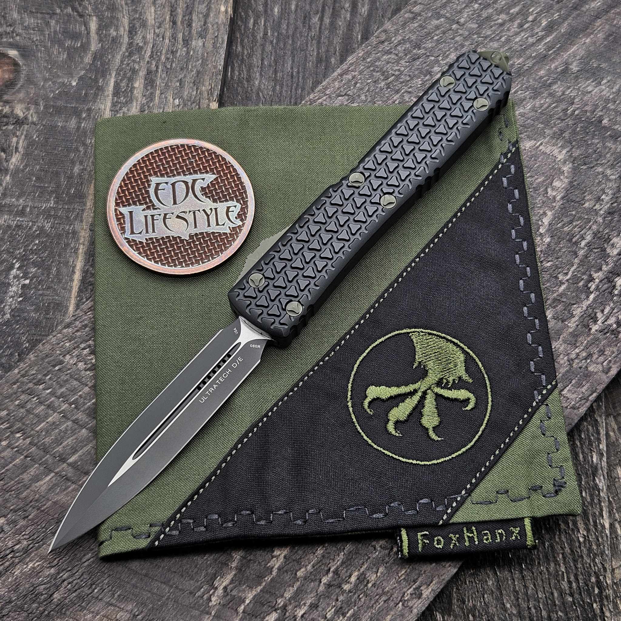 Microtech Ultratech D/E Tri-Grip OD Green Cerakote Hardware Black