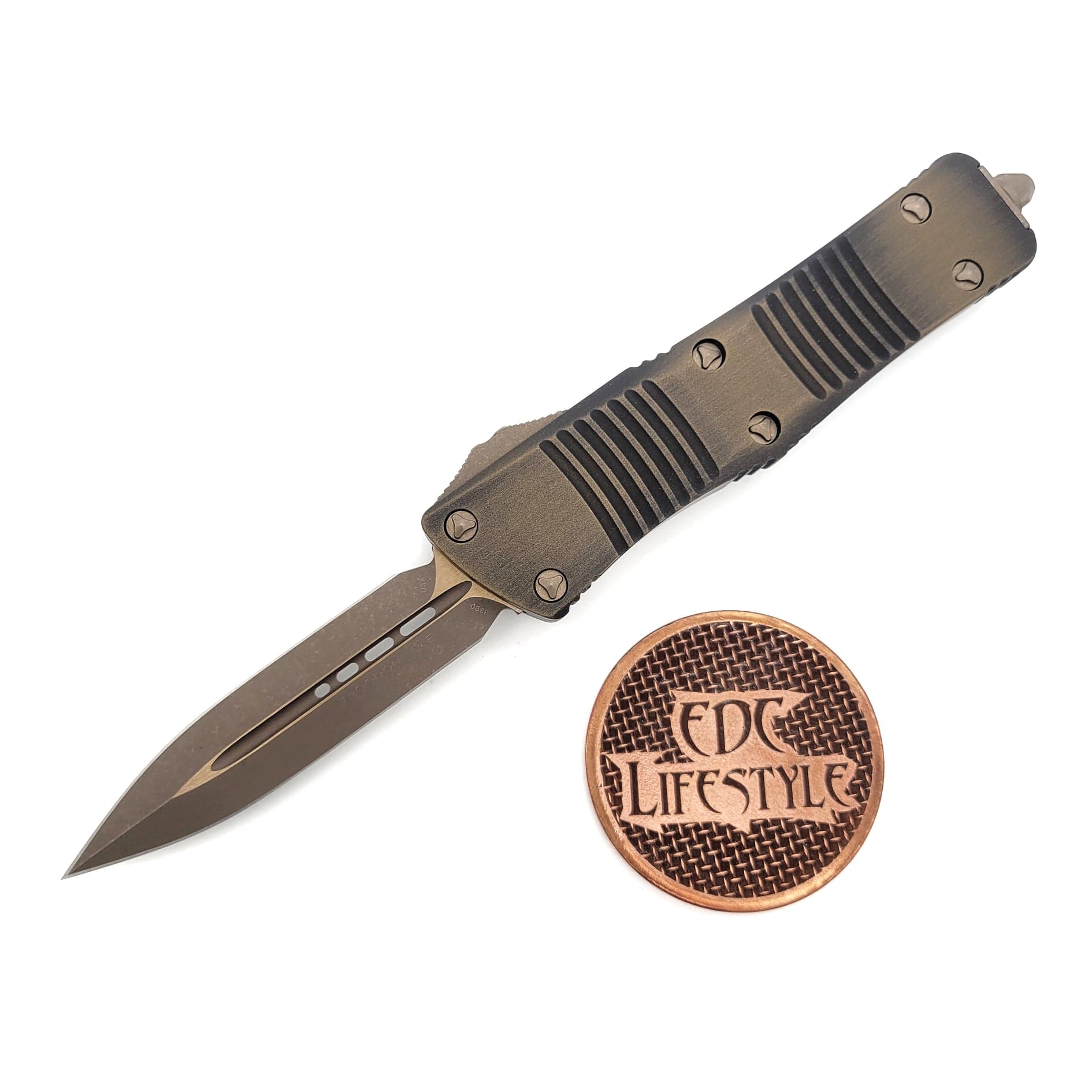 Microtech Troodon 138-13APABS Antique Bronze Handle w/Bronzed