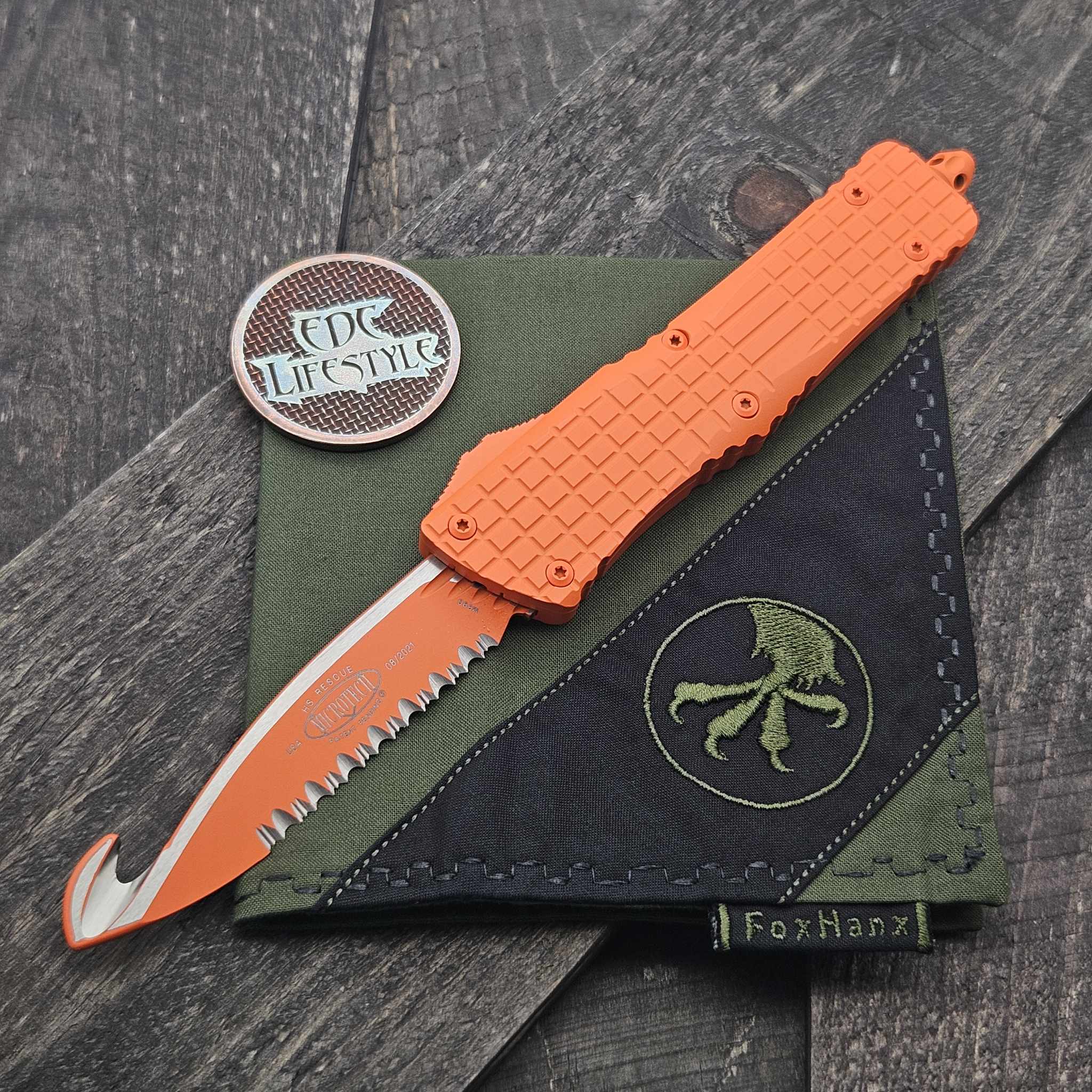 Microtech Knives Combat Troodon Frag HS Rescue Orange Full