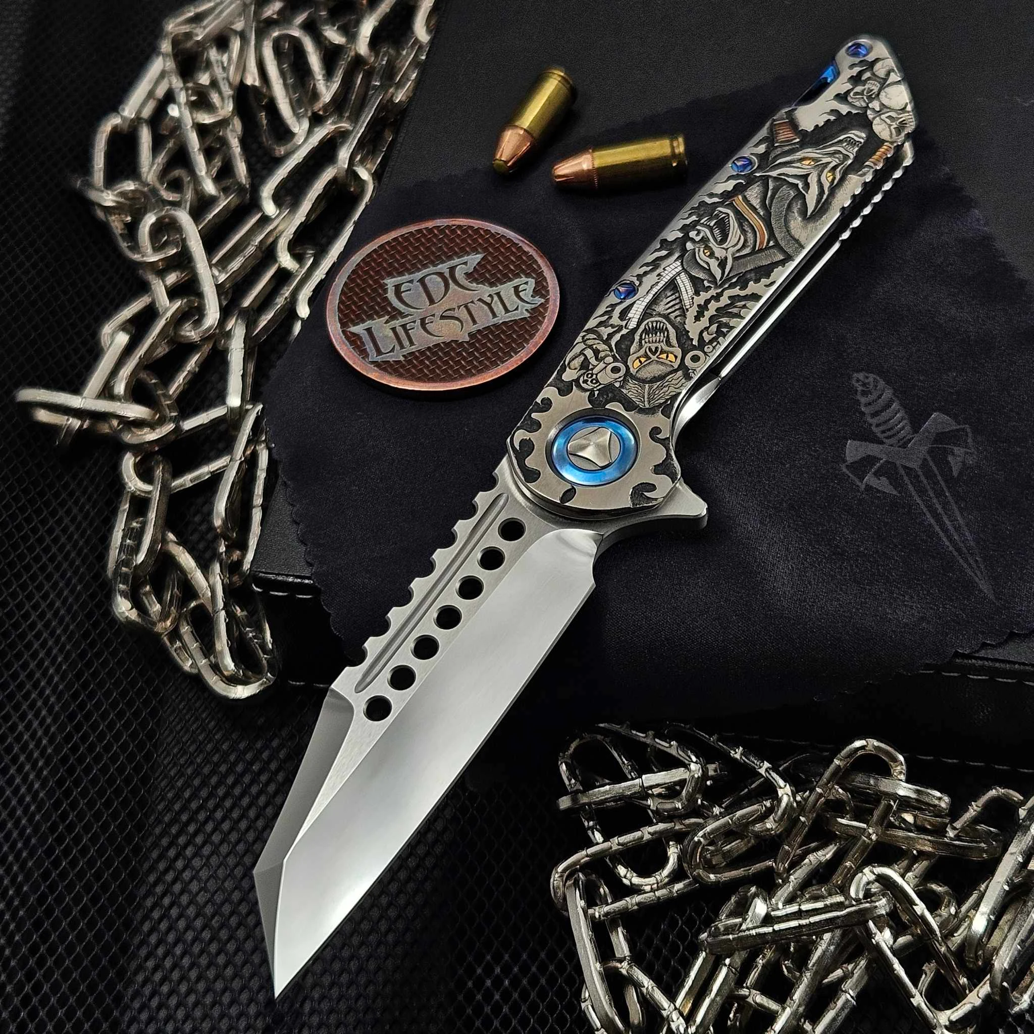 Marfione Custom Jody Muller Engraved Warhound Mirror Polish Hand