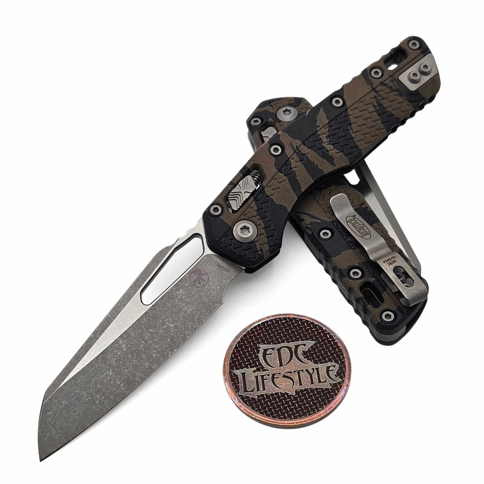 Microtech MSI Ram-Lok Tiger Camo Tri-Grip Polymer 3.85