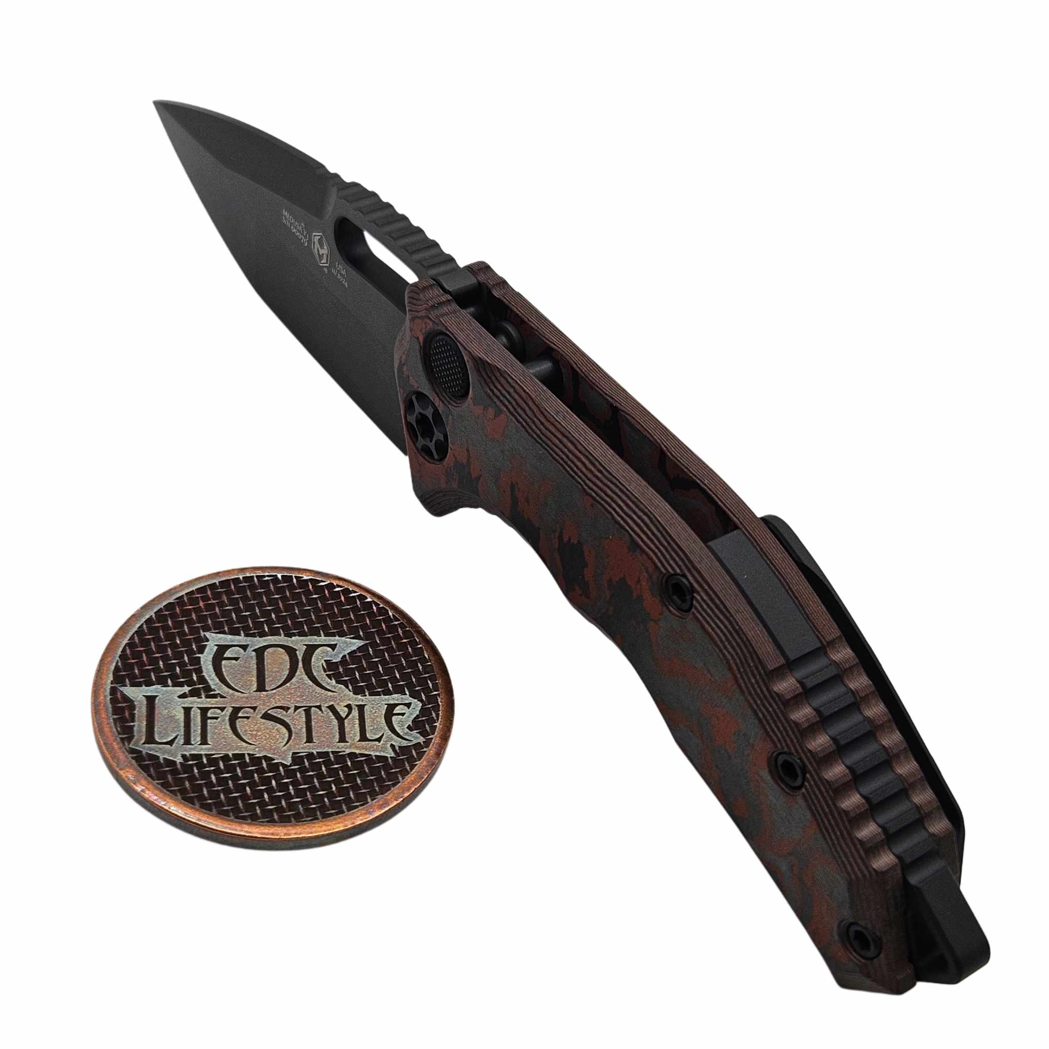 Heretic Medusa Auto Tanto DLC Blood Red Camo Carbon Fiber 3