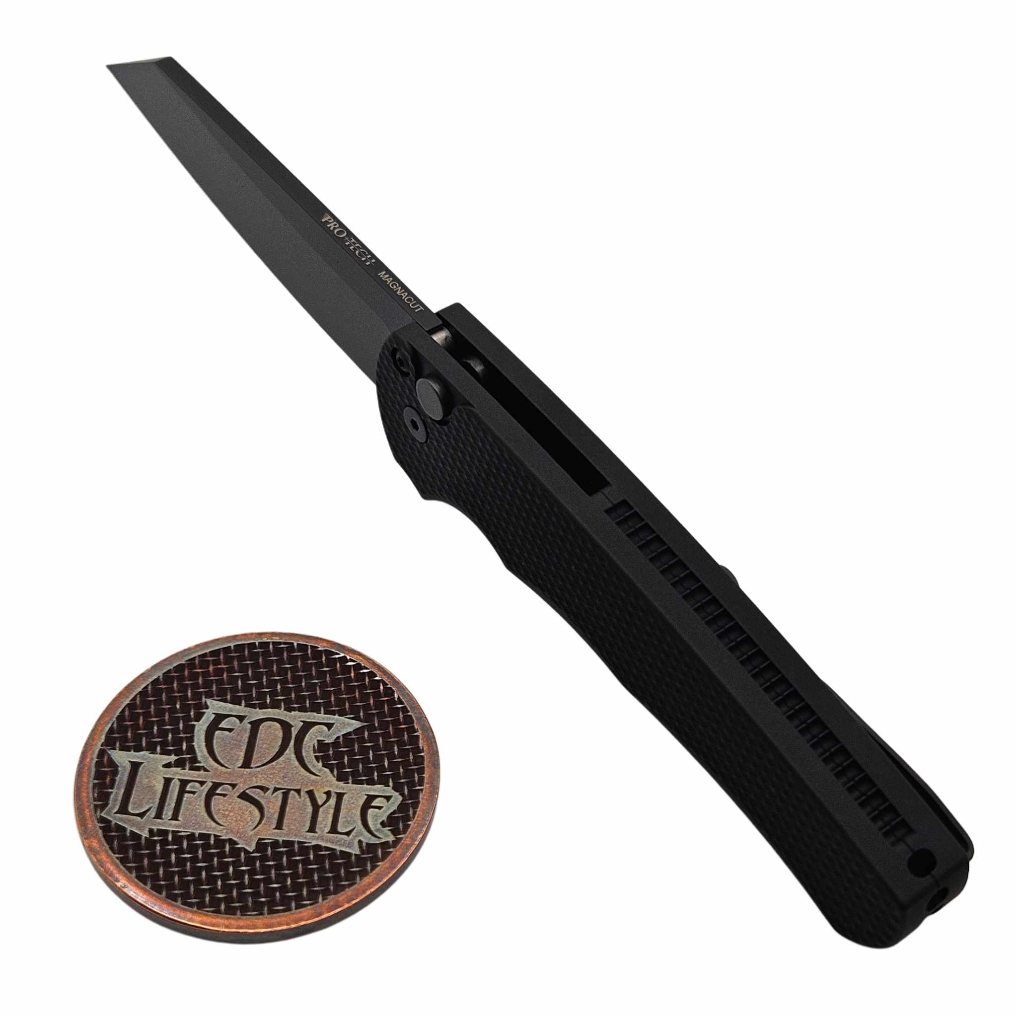 ◆ept◆ MALIBU BLACK 11715381 Pro-Tech Knives Malibu Flipper Textured Black Handle, DLC