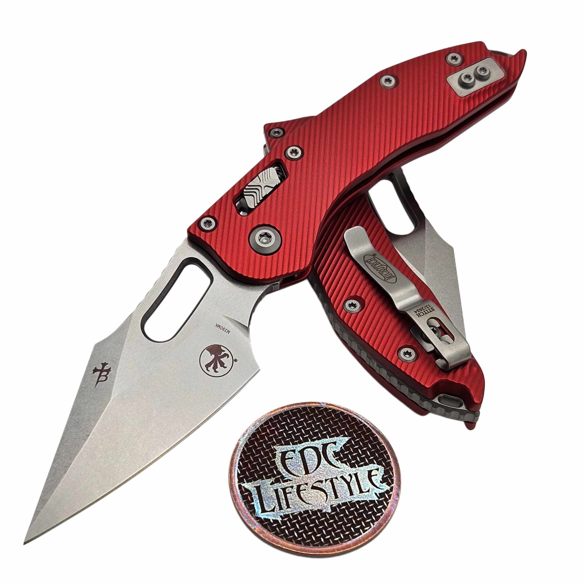 Microtech Stitch Ram-Lok 169RL-10FLRD Red Fluted Aluminum