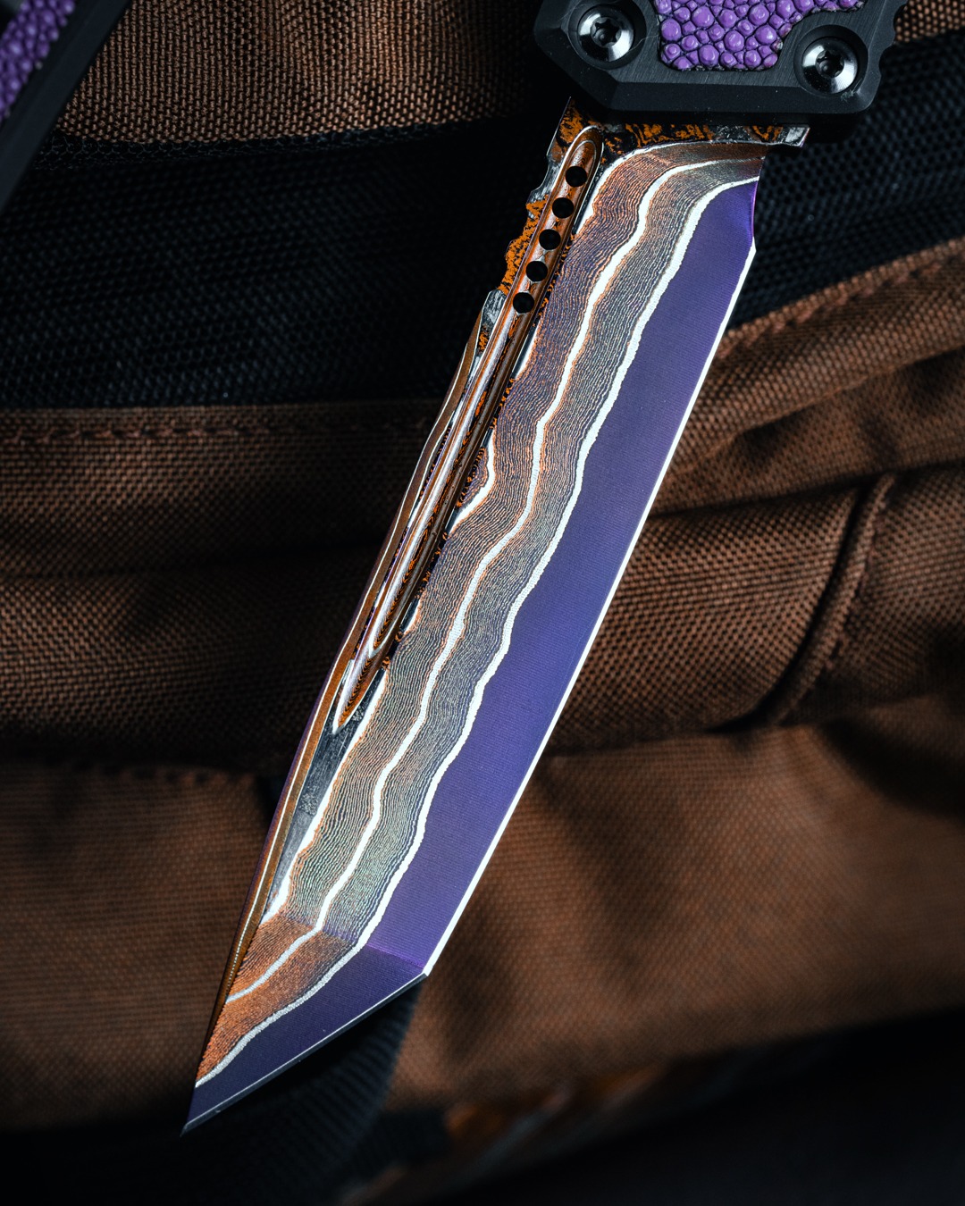 Microtech Scarab II Gen III Tanto Blued Baker Forge Coppermai
