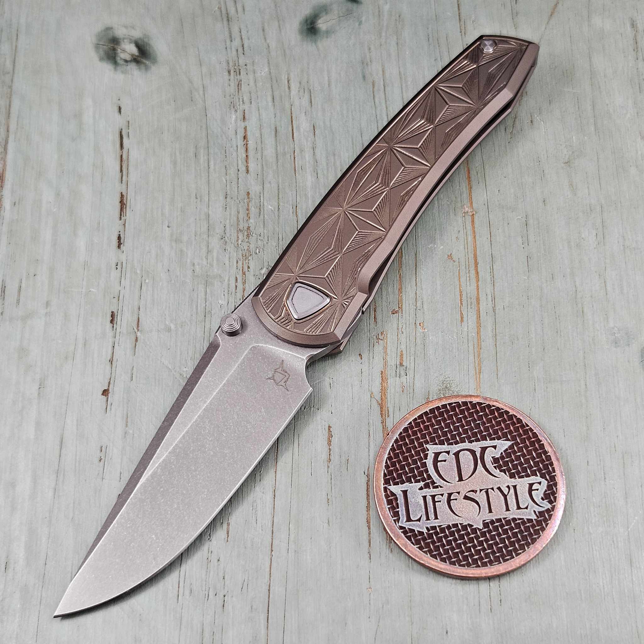 k.wakaグレーs Sharknivco Waka EDC Lifestyle Exclusive Milling Bronze Titanium
