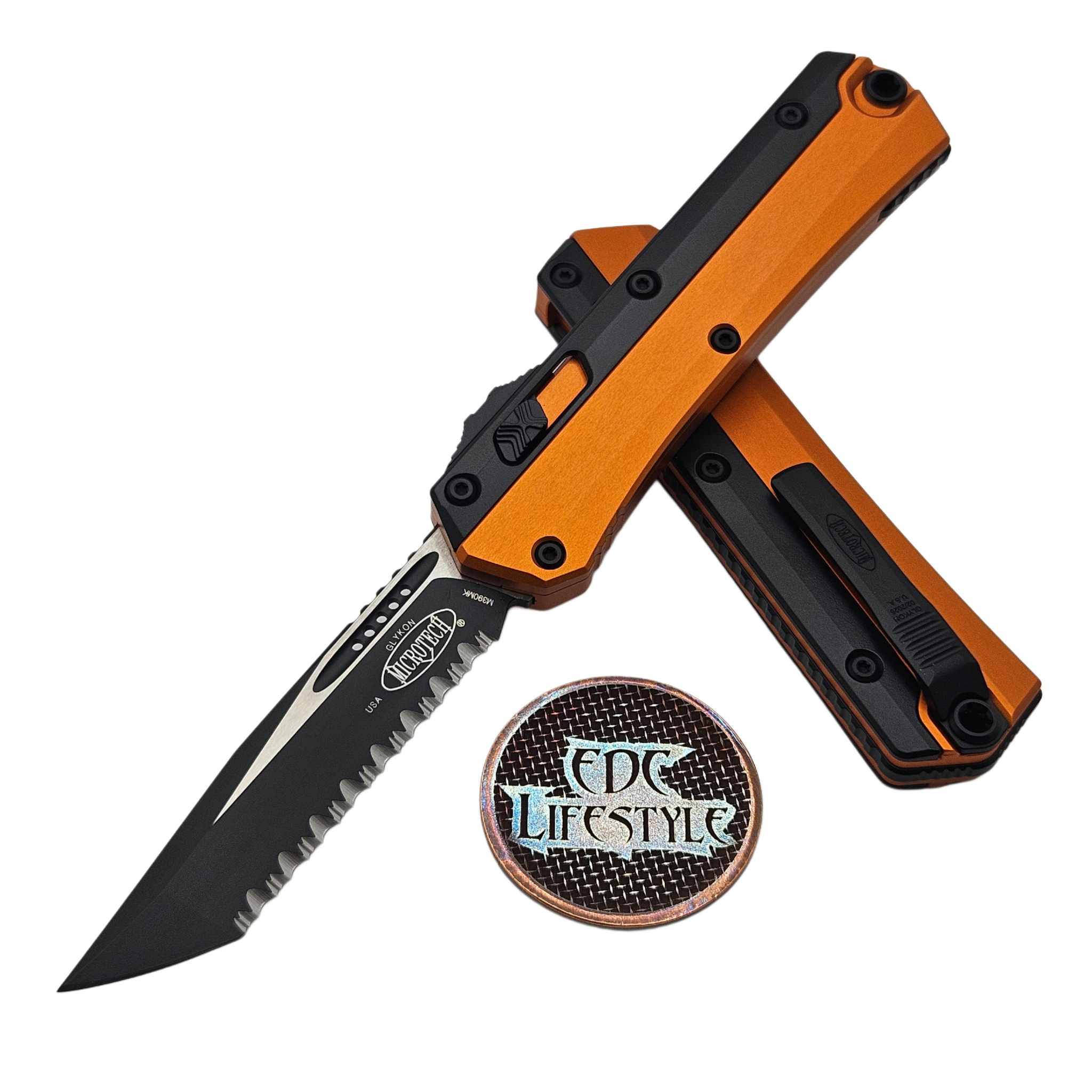 Microtech Knives Glykon Tanto T/E 185-3OR Orange Tanto Full