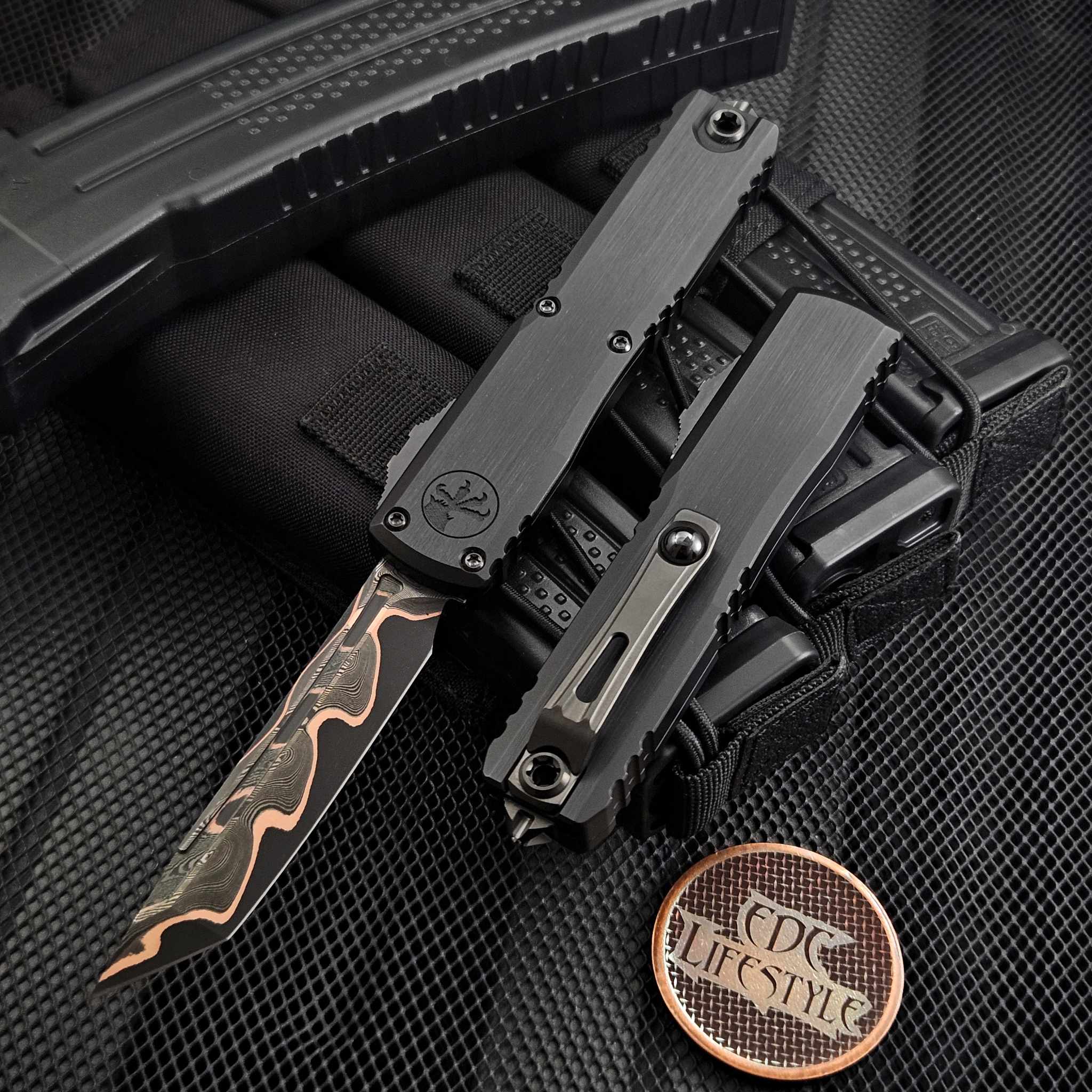 Canterbury 伏見工　ヤッケM Microtech Ultratech ZBP Baker Forge Coppermai Damascus Tanto Edge