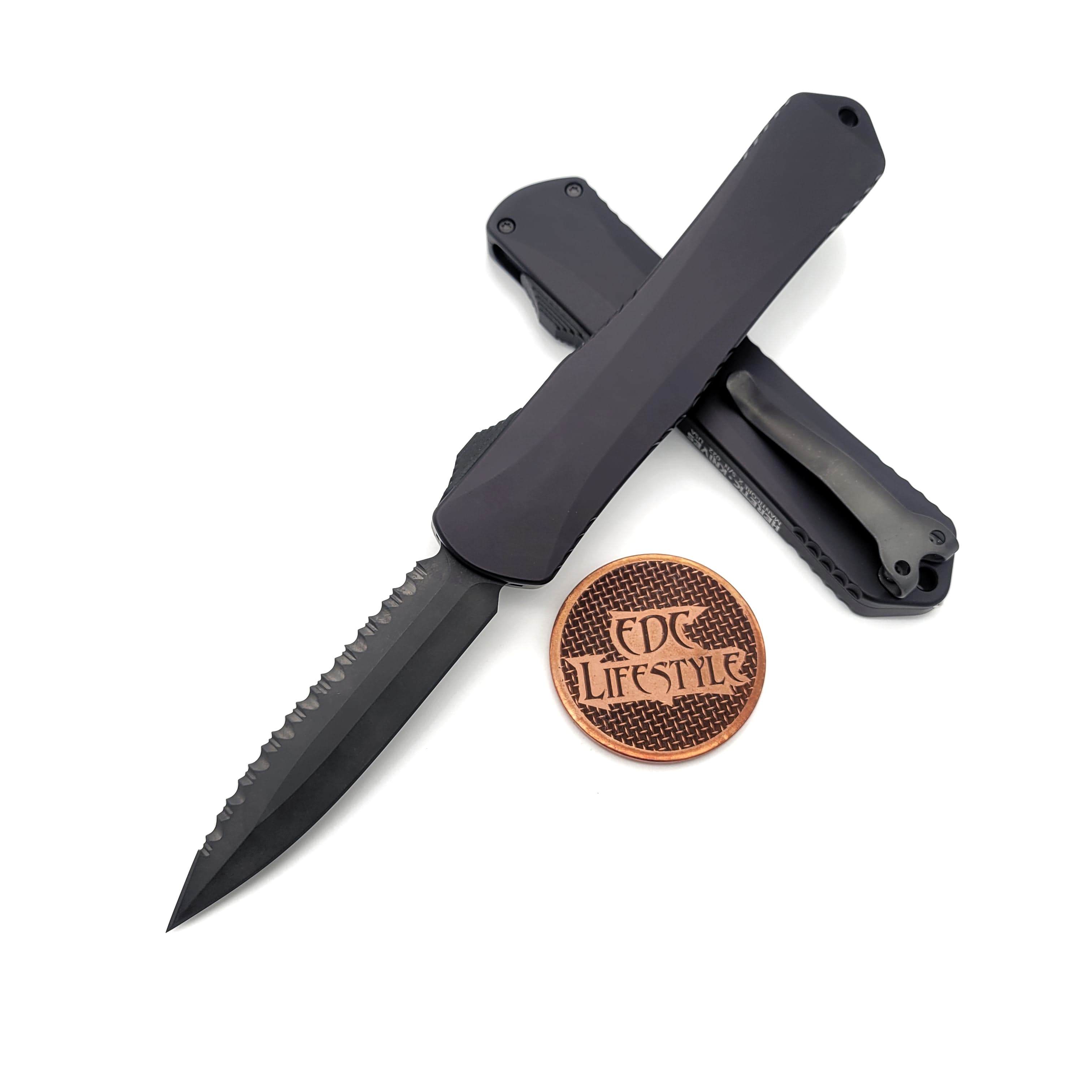 Heretic Manticore X Black Double Edge DLC Tactical Full Serrated