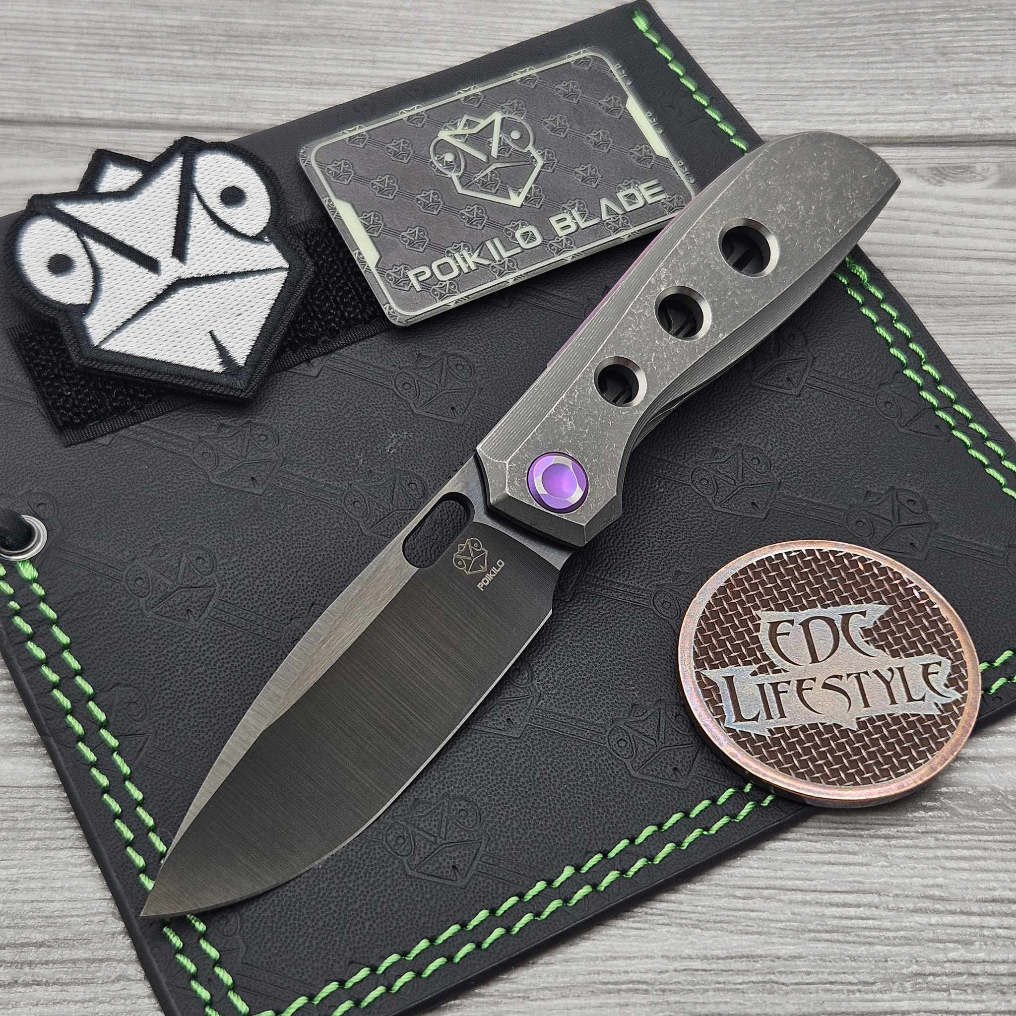 Poikilo Blade Gecko Standard 2.3 Dark Stonewash Titanium Folder
