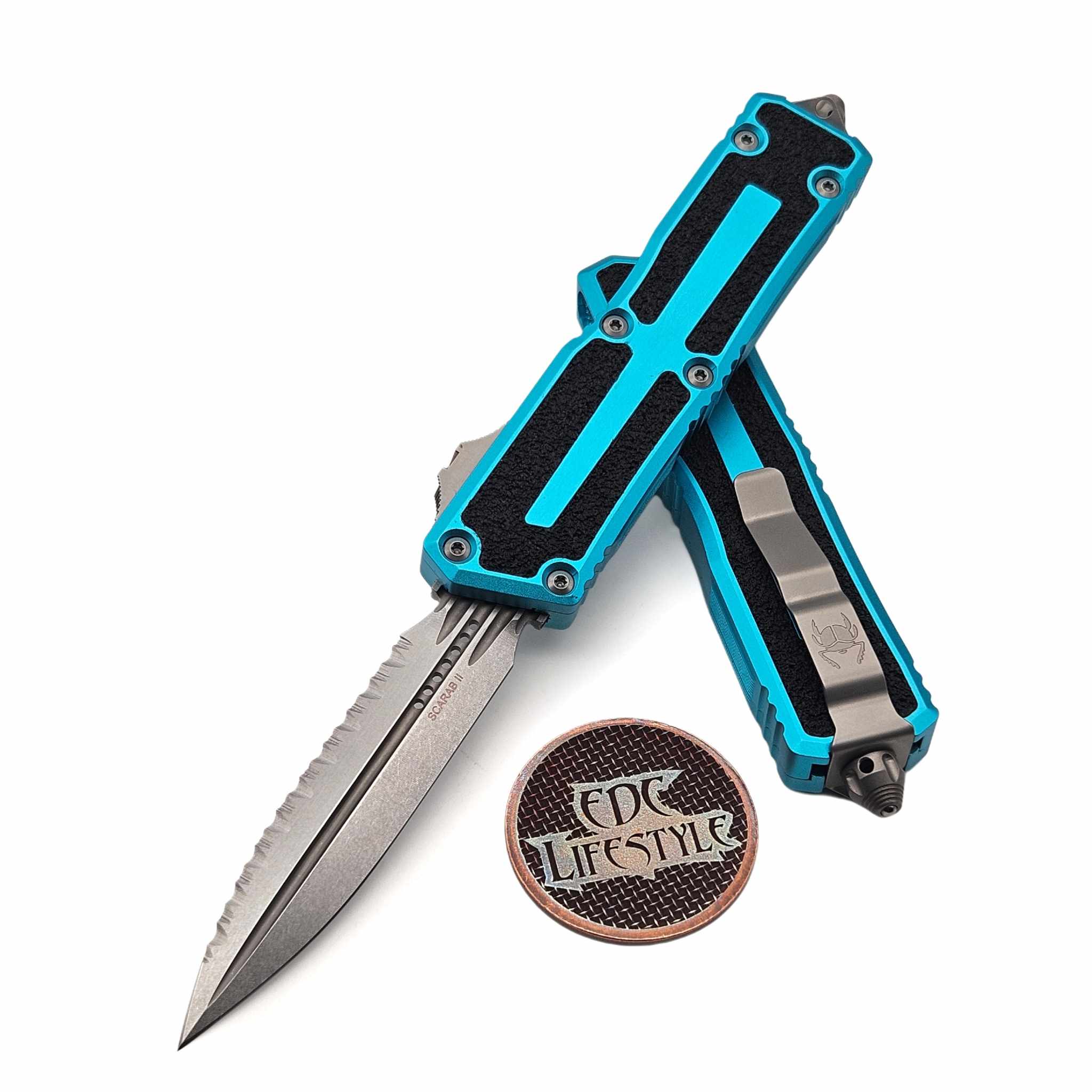 Microtech Scarab II D/E Gen III 1280-12TQ Turquoise Stonewash