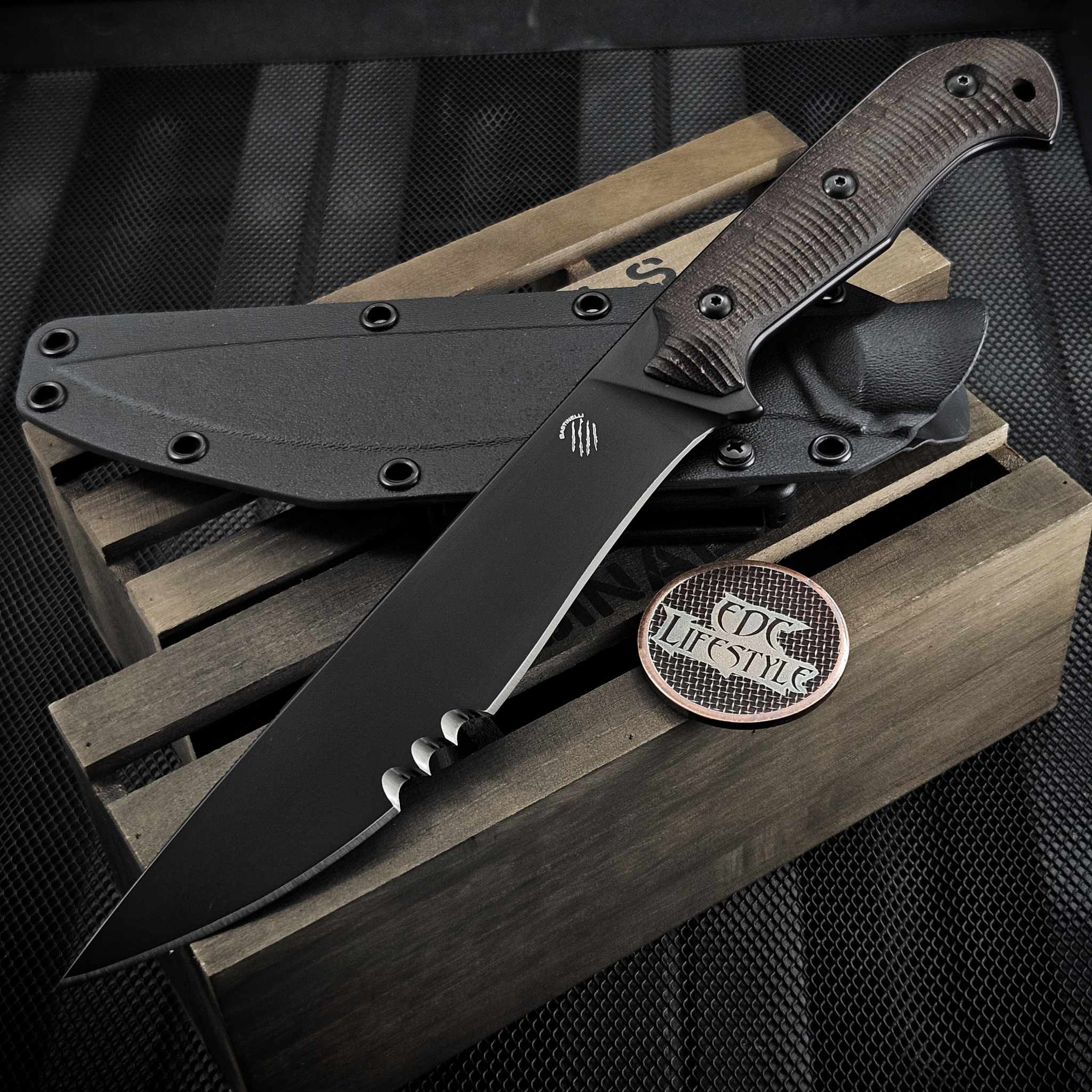 Bastinelli Knives Silence Large Green Micarta 7.25