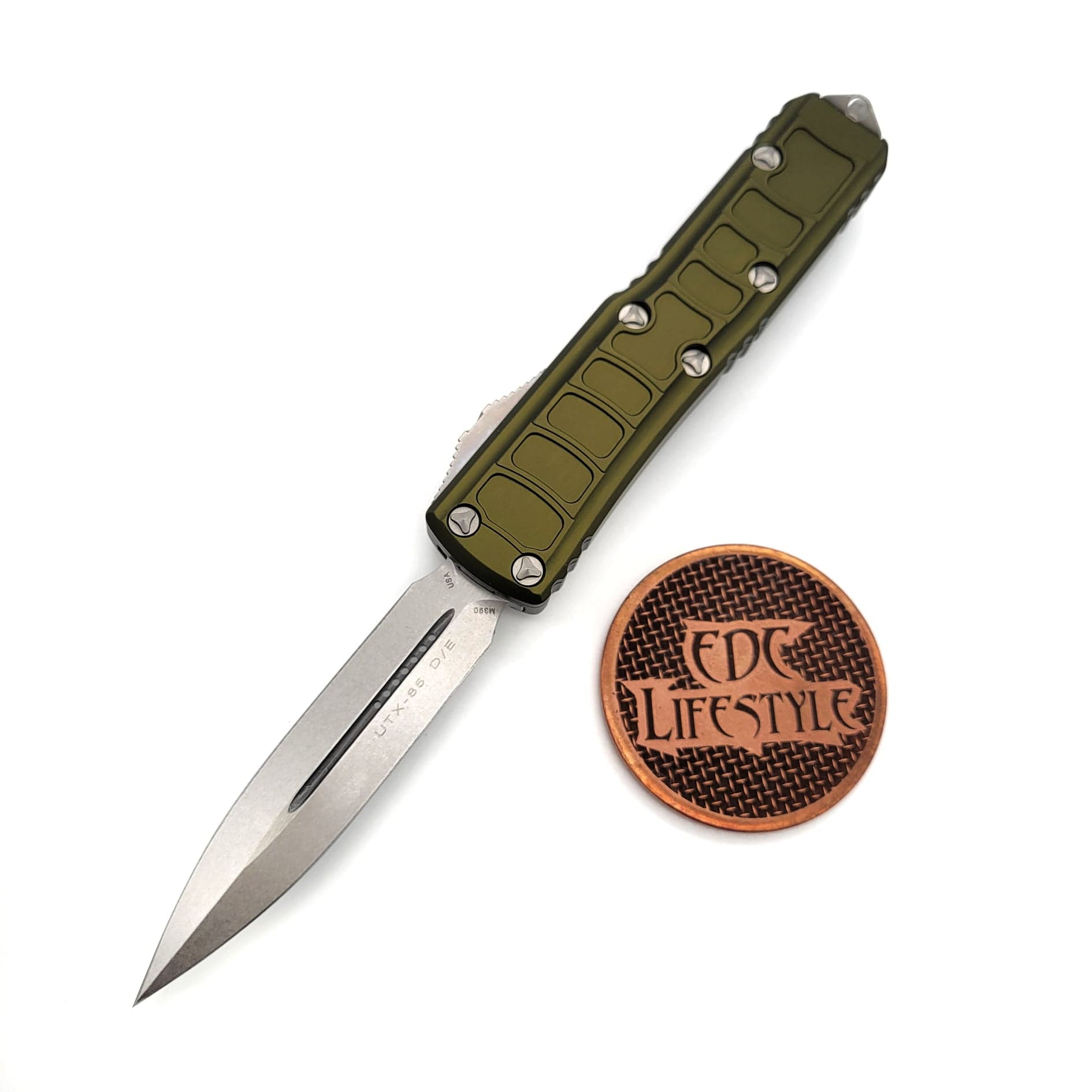 Microtech UTX-85 II 232II-10ODS OD Green Stepside Stonewash Double