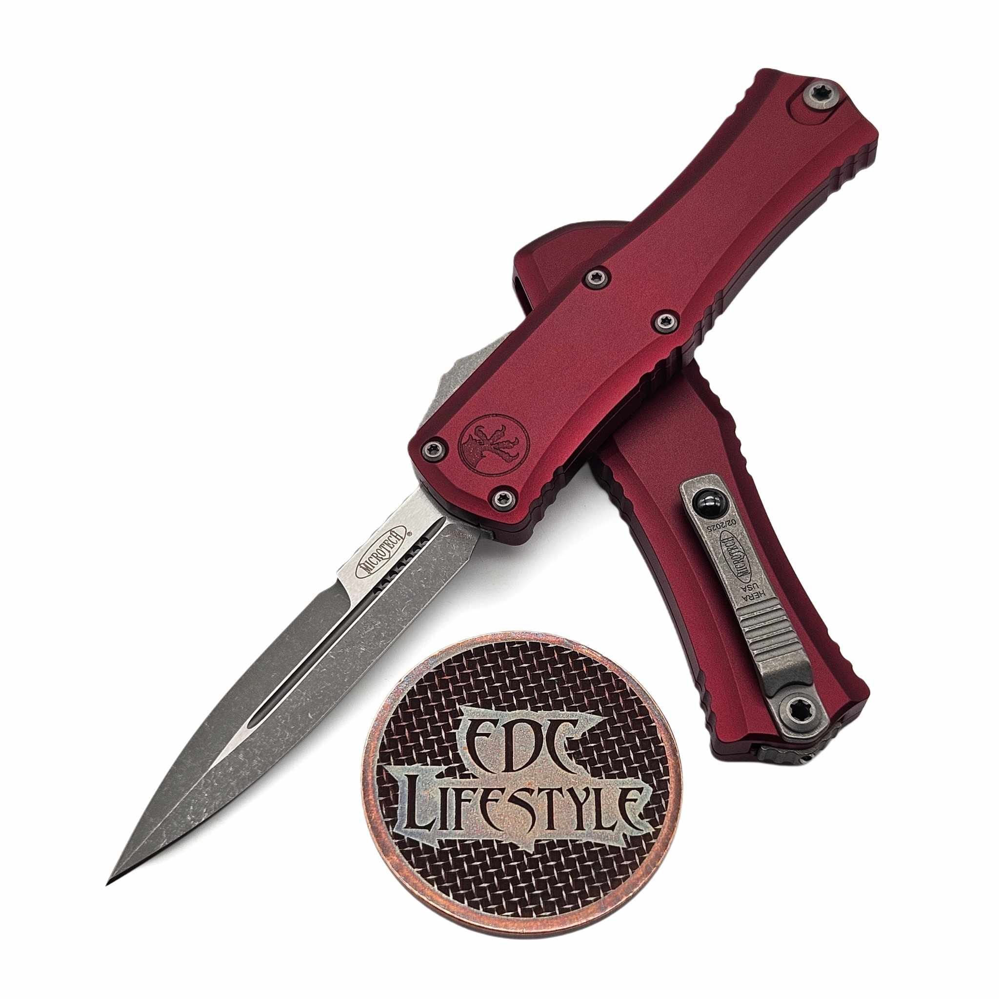 Microtech Mini Hera 1701M-10APMR Merlot Bayonet Apocalyptic