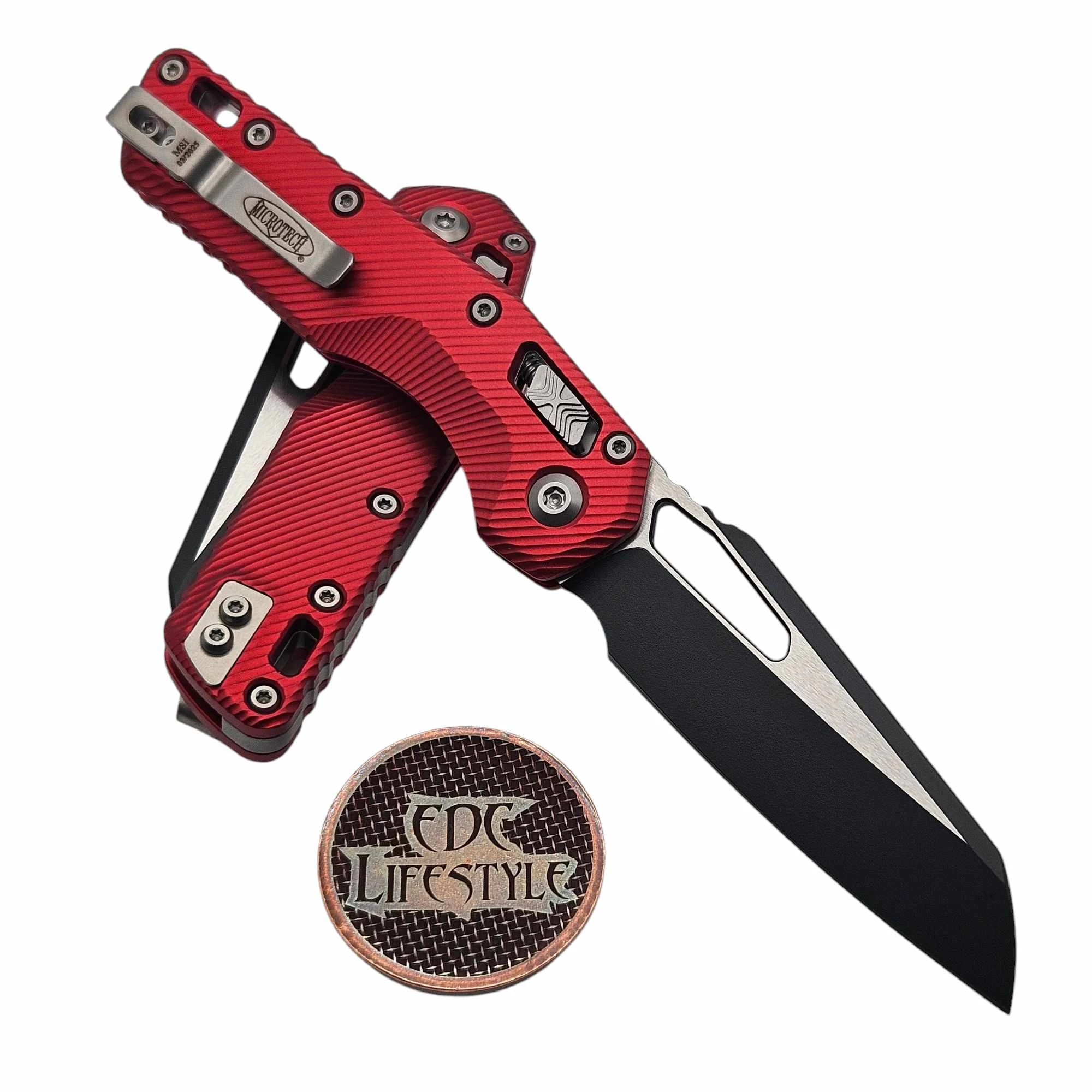 Microtech MSI Ram-Lok Red Fluted Aluminum 3.85