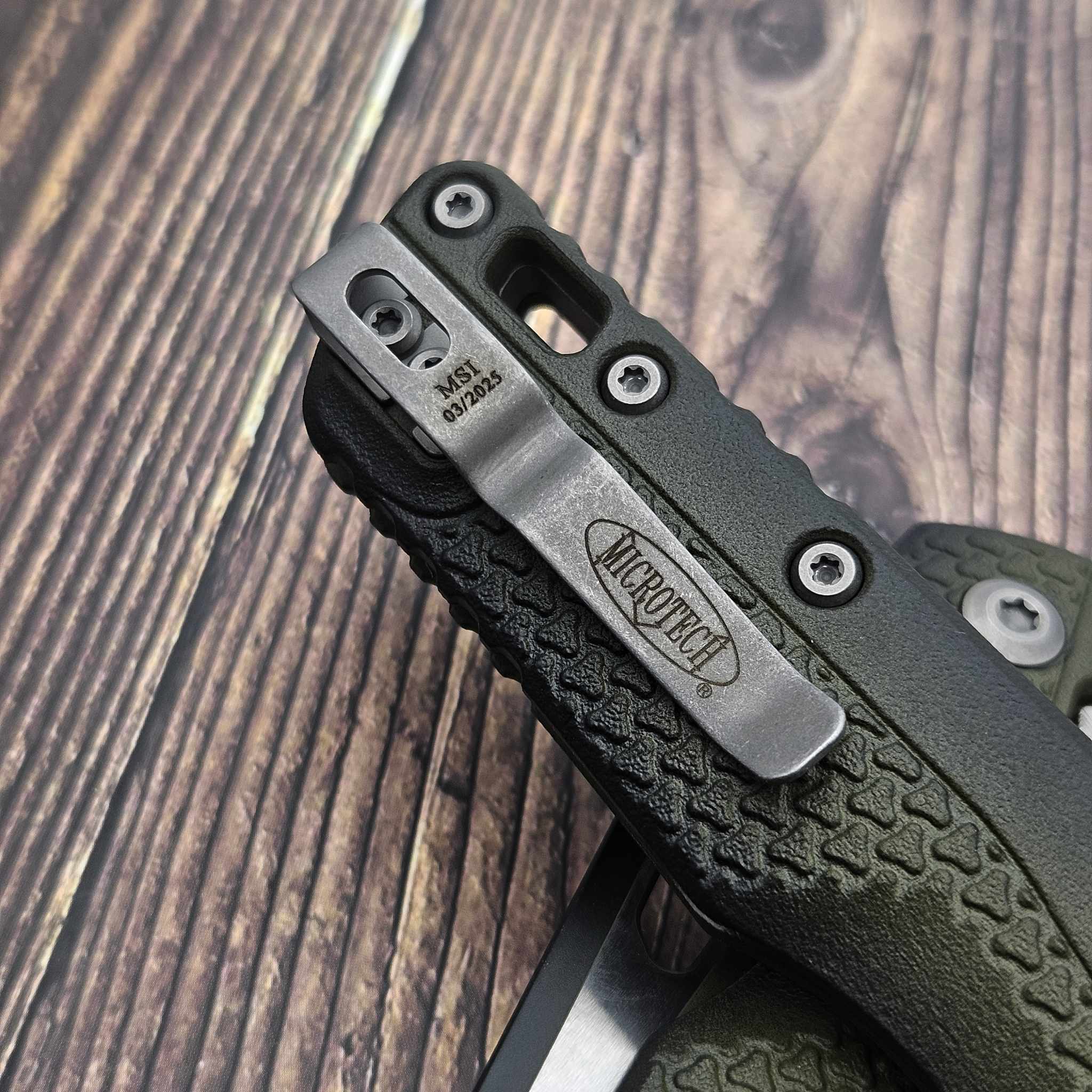Microtech MSI Ram-Lok Cerakote Bazooka Green Tri-Grip Polymer 3.85