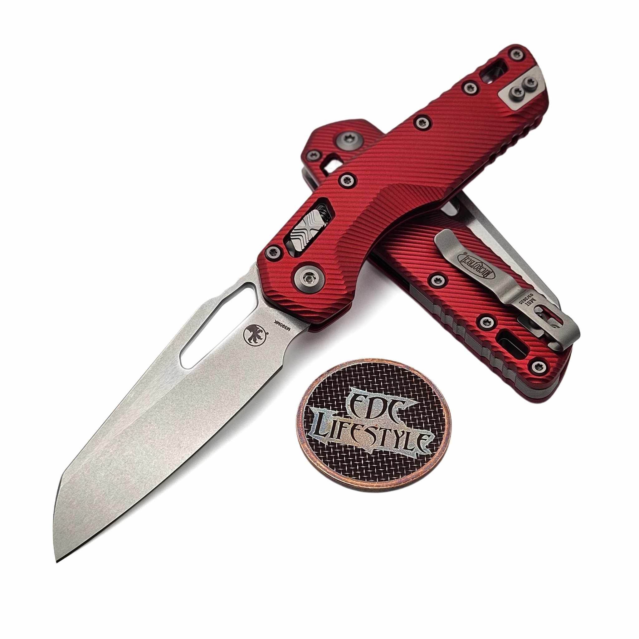 Microtech MSI Ram-Lok Red Fluted Aluminum 3.85