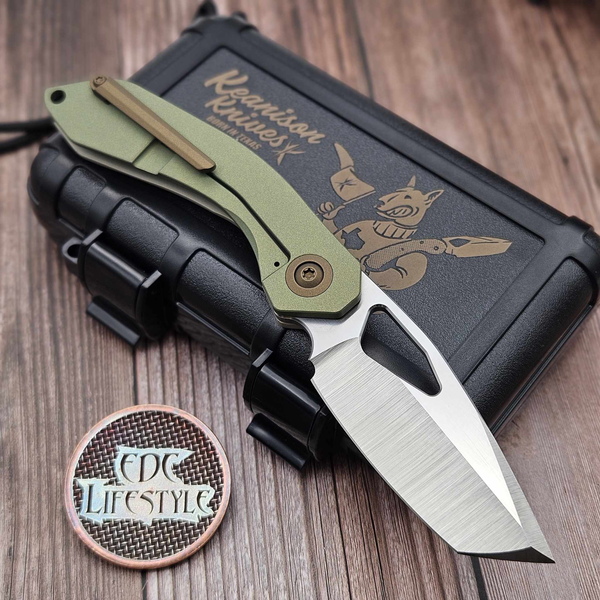 Keanison Knives Bull Terrier Cerakote Titanium Handle 3.3