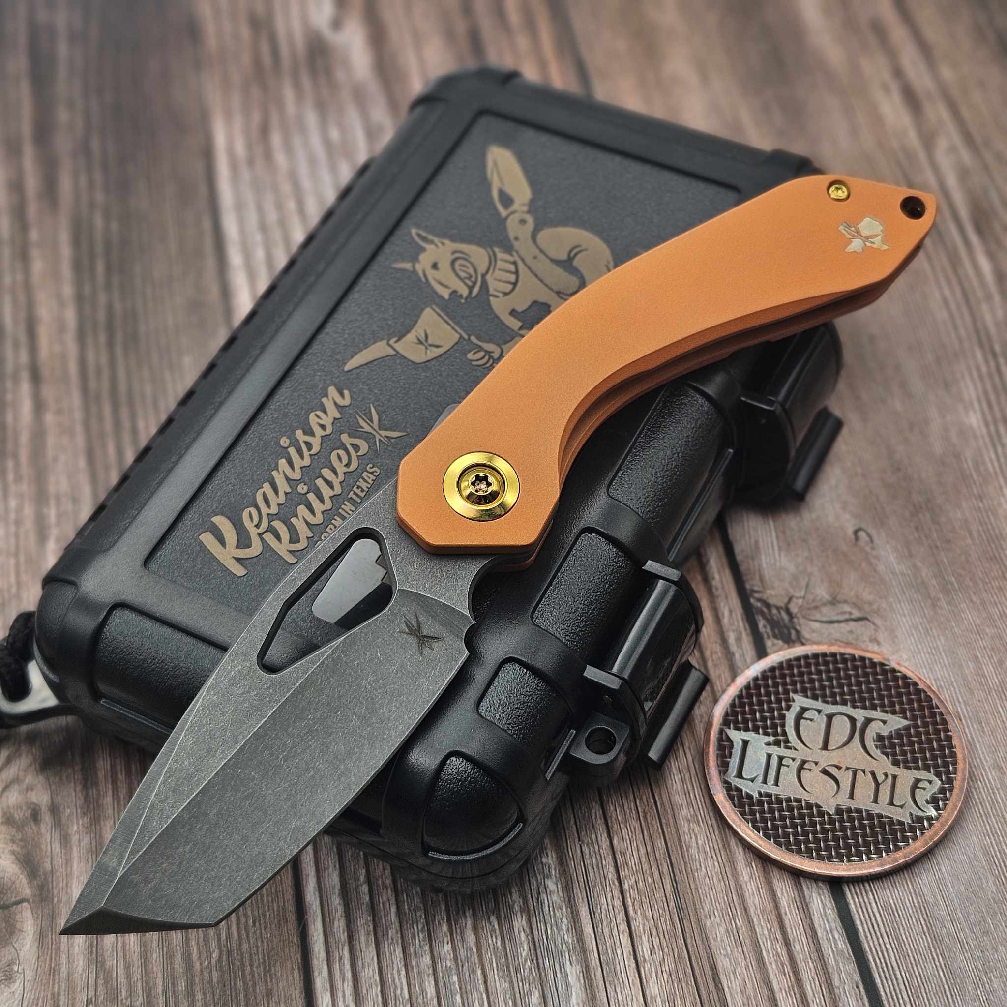 ●CHUNK Keanison Knives Bull Terrier Cerakote Titanium Handle 3.3