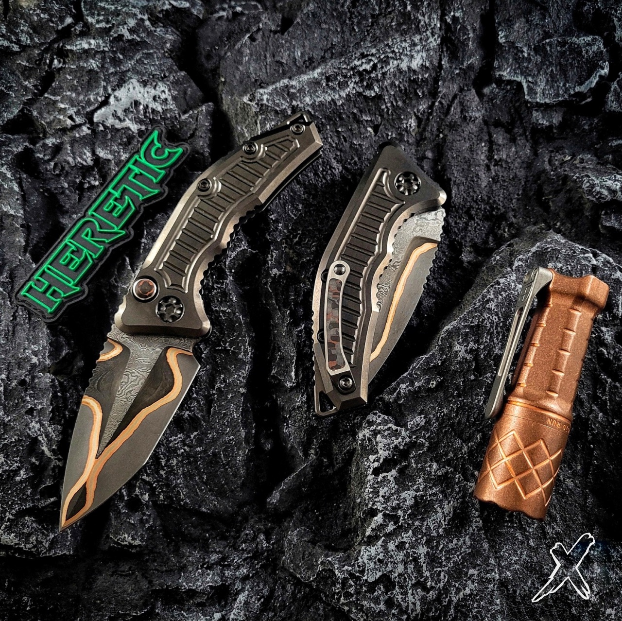 【特典有】Mojo Mojo OD+Dark Matter DSセット　【美品】 Heretic Custom Medusa Auto DLC Titanium w/Frag Pattern Baker Forge