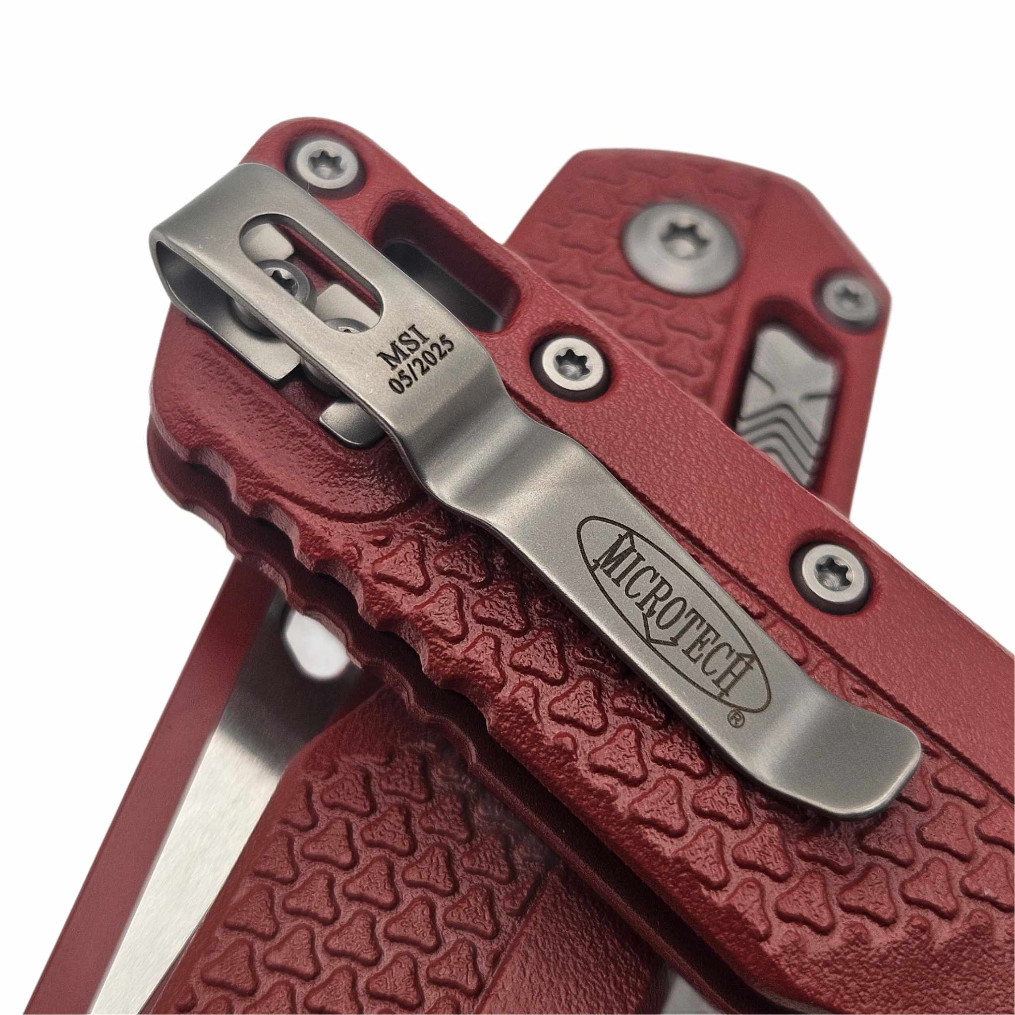 Microtech MSI Ram-Lok Cerakote Crimson Red Tri-Grip Polymer 3.85