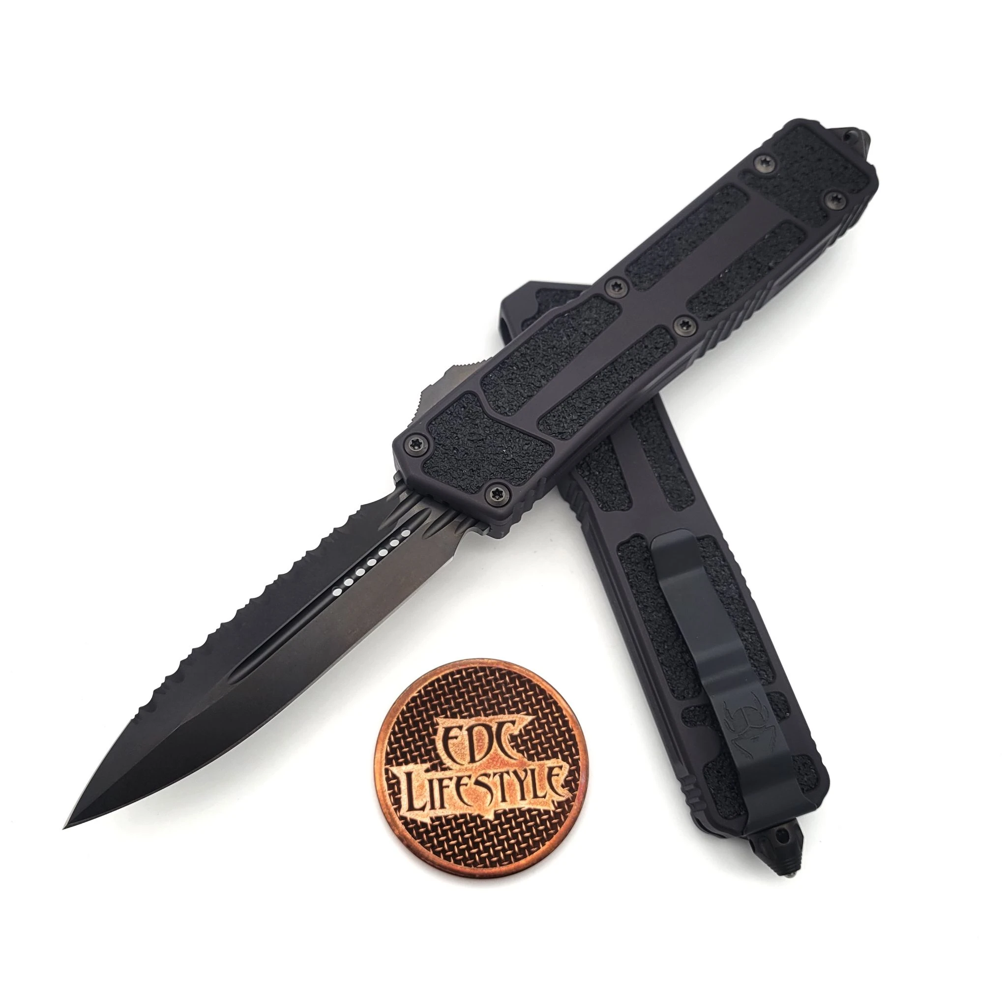 Microtech Scarab II 280-3DLCTSH DLC Full Serrated Double Edge DLC