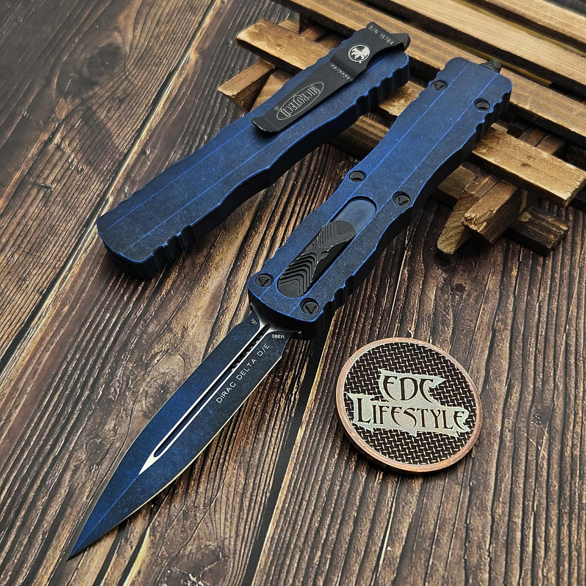 Microtech Dirac Delta Weathered Blue 3.75