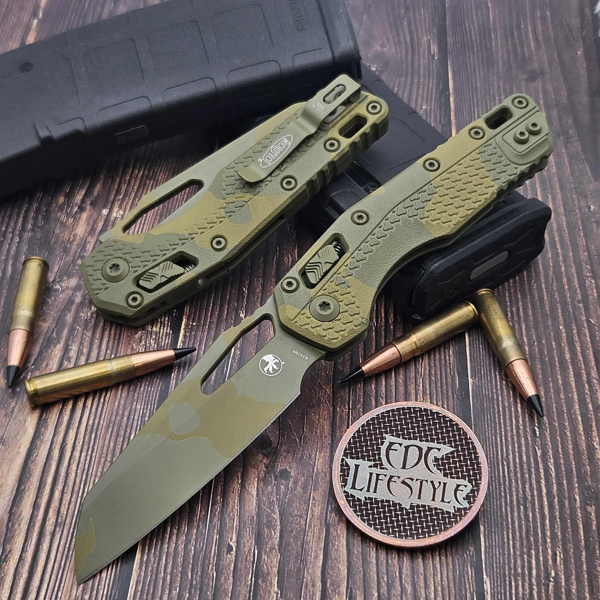 Microtech MSI Ram-Lok S/E Tri-Grip Polymer Bazooka Camo Green 210T