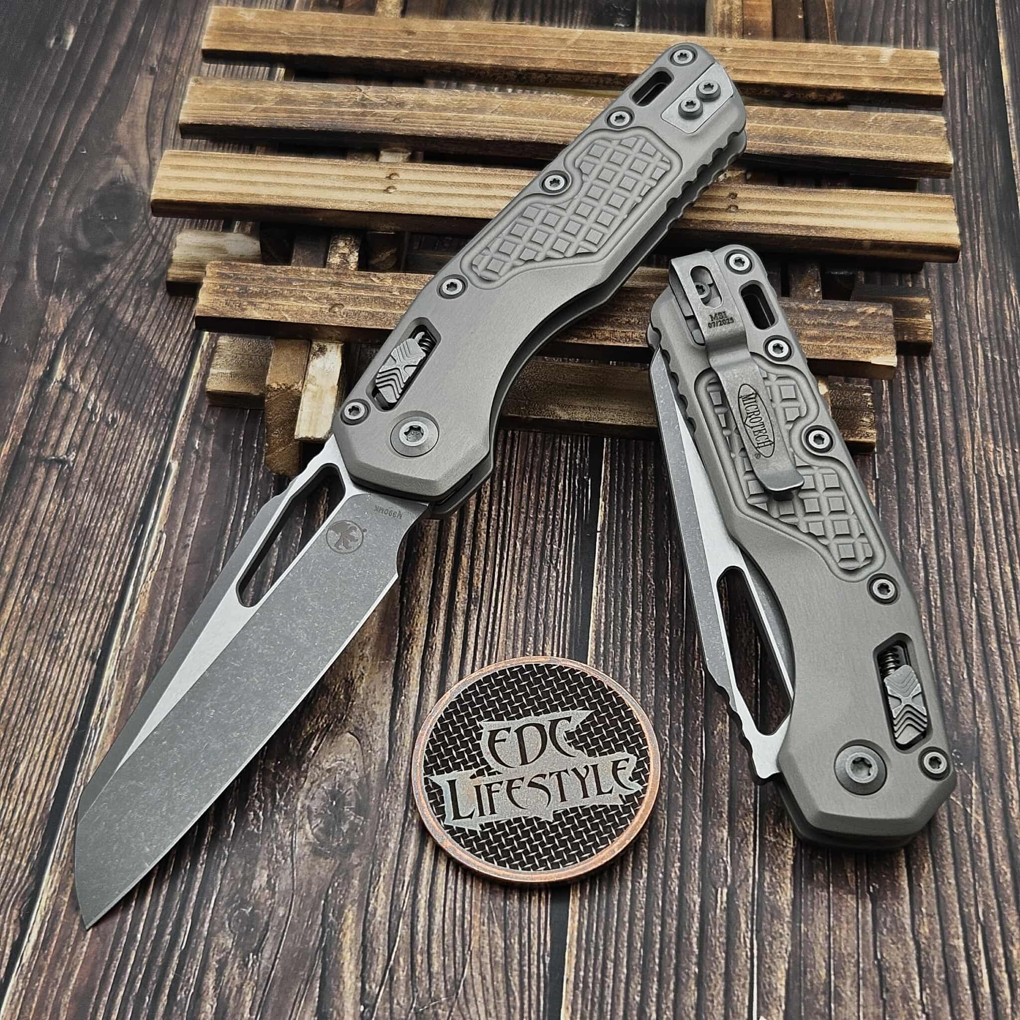 Microtech MSI S/E Natural Clear Frag Aluminum Apocalyptic 210-10APFRNC