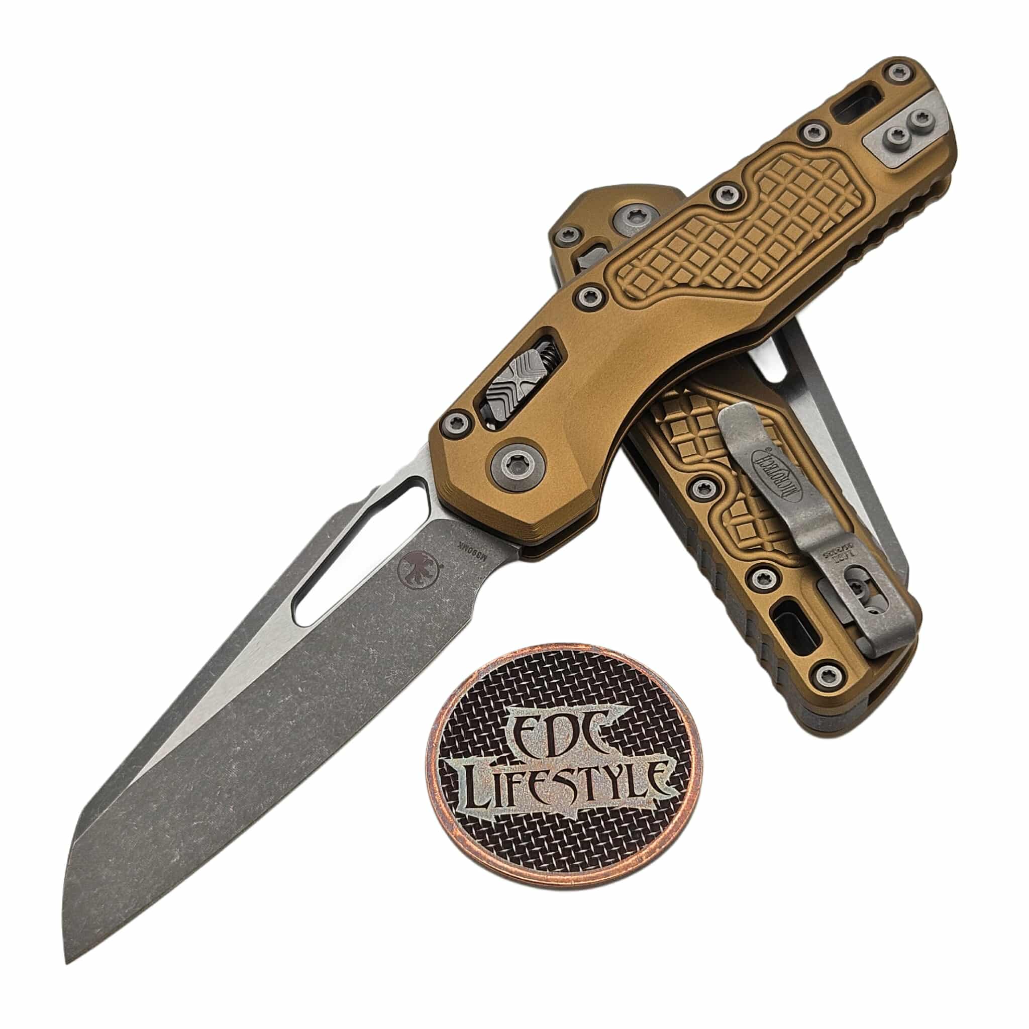 Microtech MSI S/E Tan Frag Aluminum Apocalyptic 210-10APFRTA
