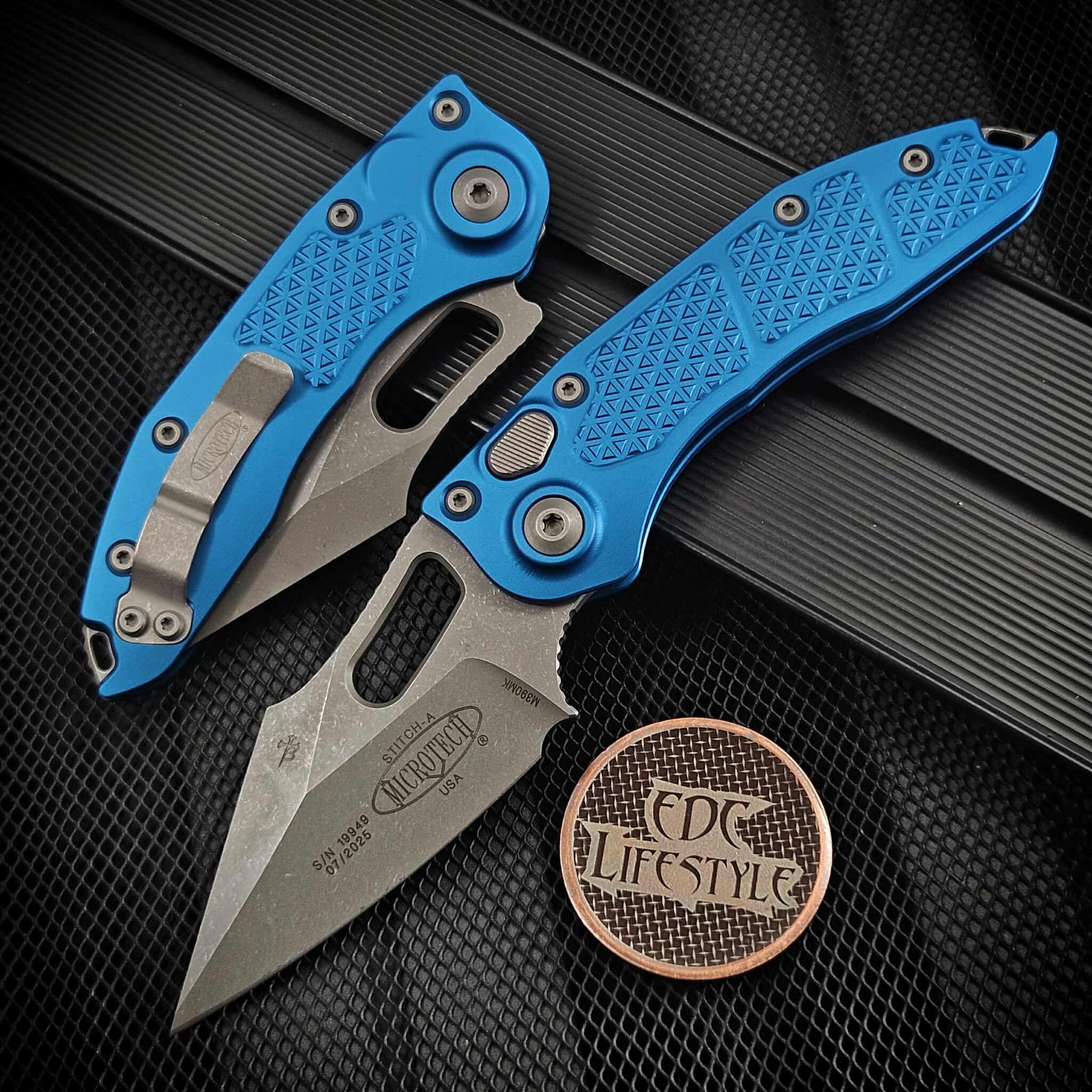 Microtech Borka Auto Stitch 169-10APBL Blue Green S/E Apocalyptic