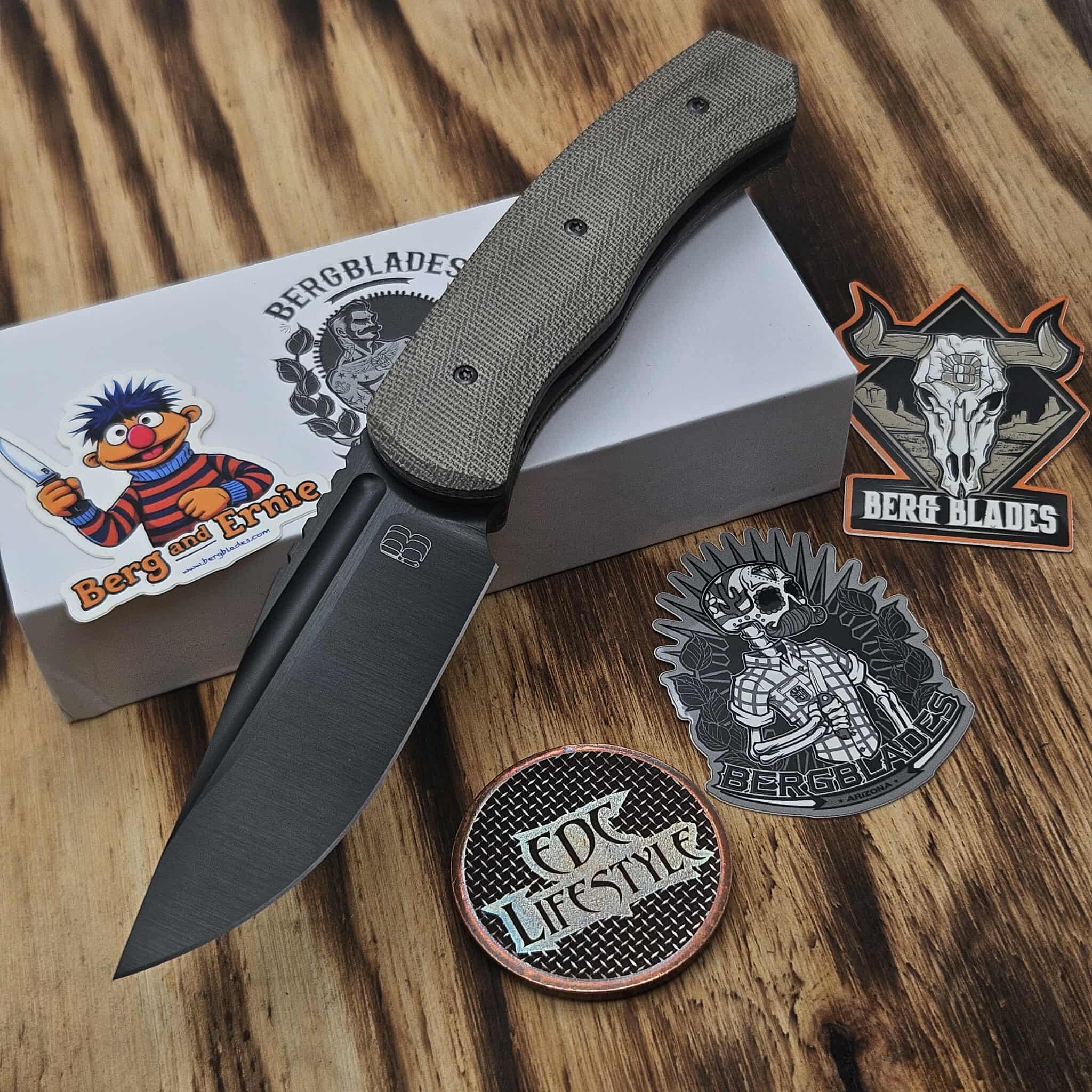 BergBlades Alpha Liner Lock Green Micarta 3.5