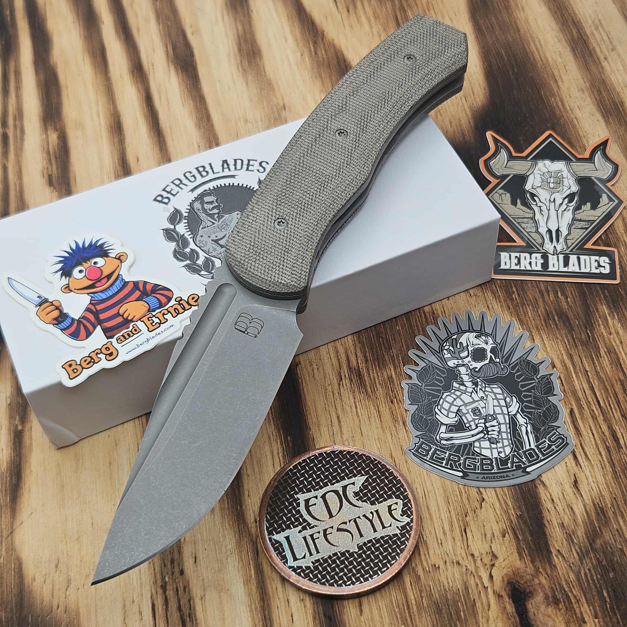 BergBlades Alpha Liner Lock Green Micarta 3.5