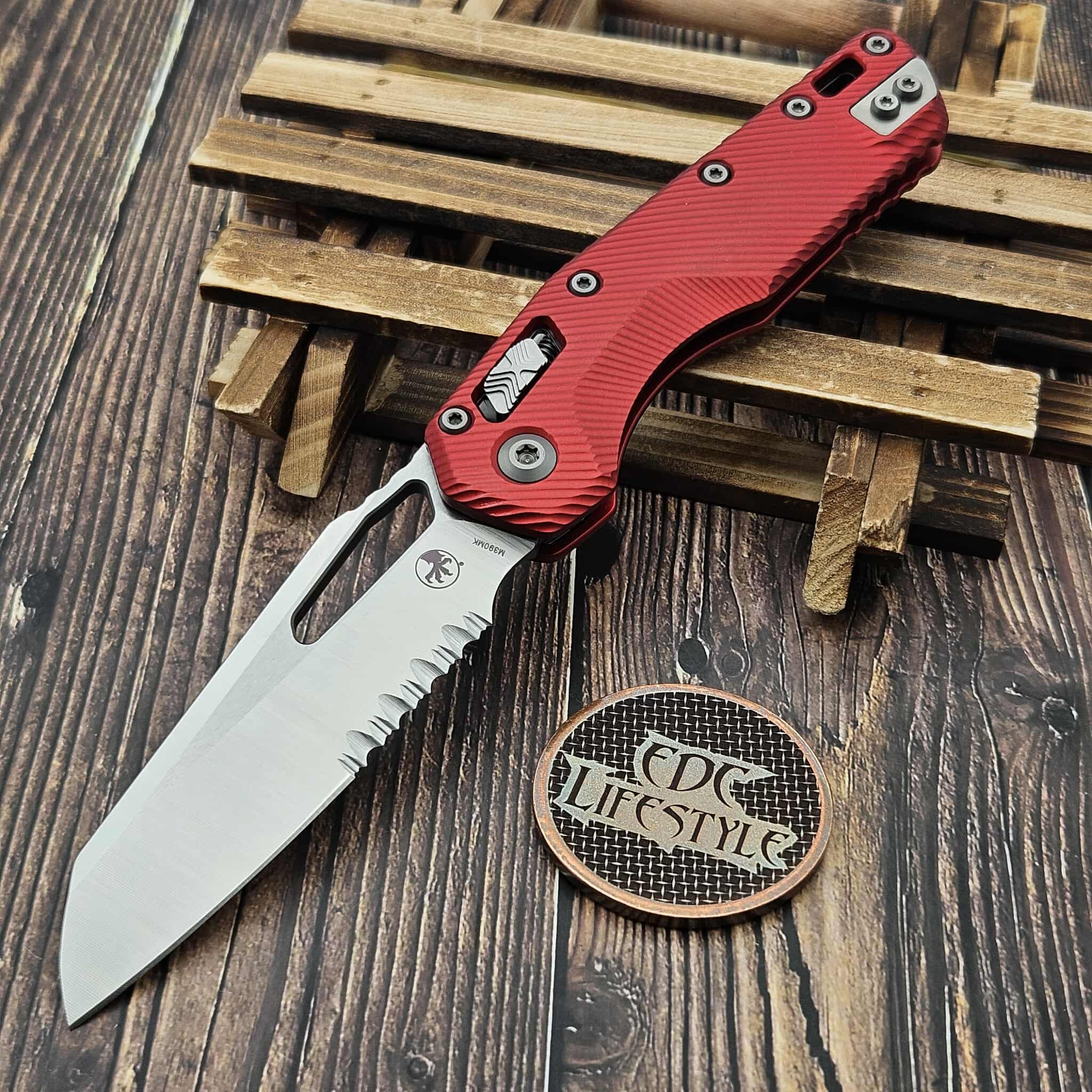Microtech MSI Ram-Lok Red Fluted Aluminum 3.85